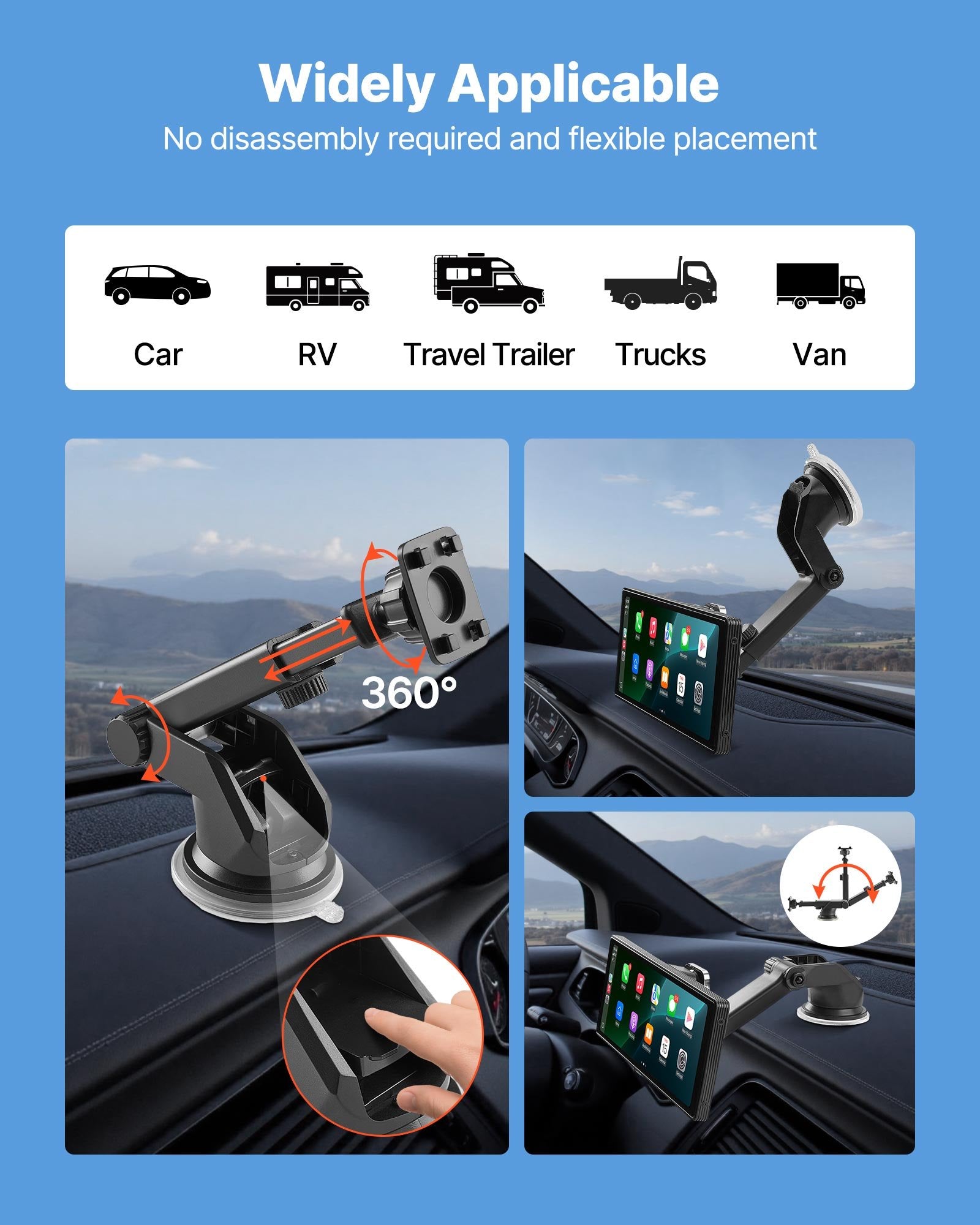 VEVOR Car Stereo Radio CarPlay Touchscreen 254mm Apple Android Front/Rear Camera 7