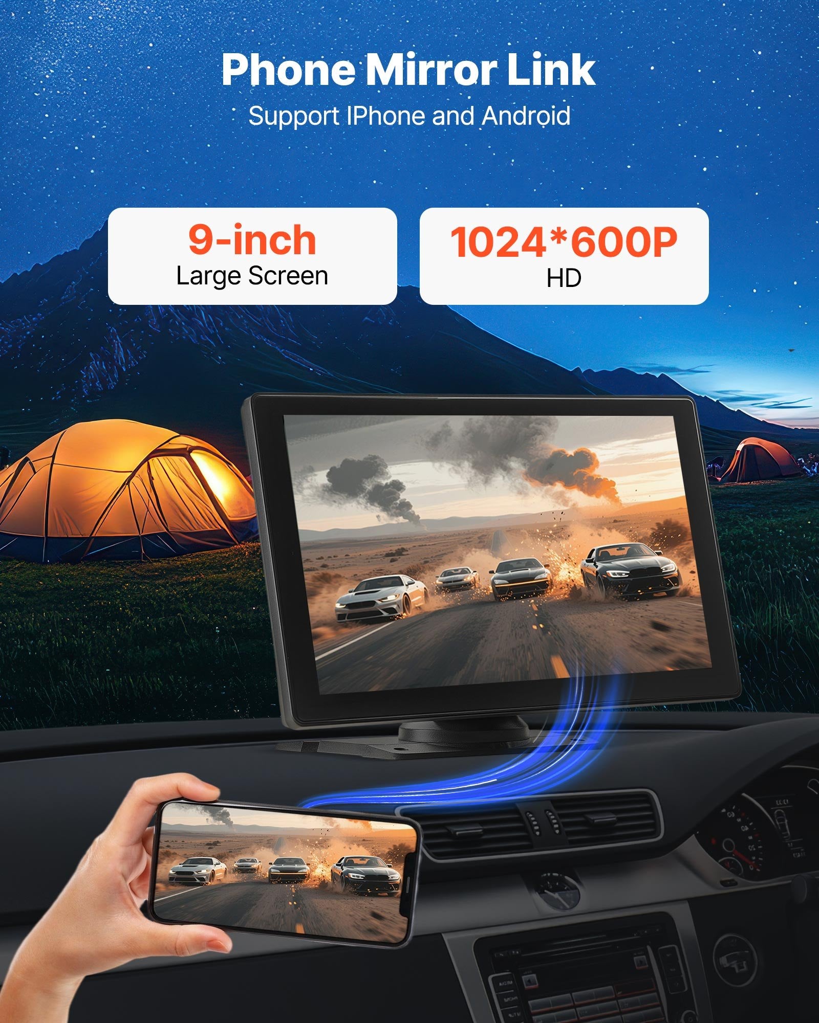 VEVOR Car Stereo Radio CarPlay Touchscreen 228.6 mm Apple Android Backup Camera 6