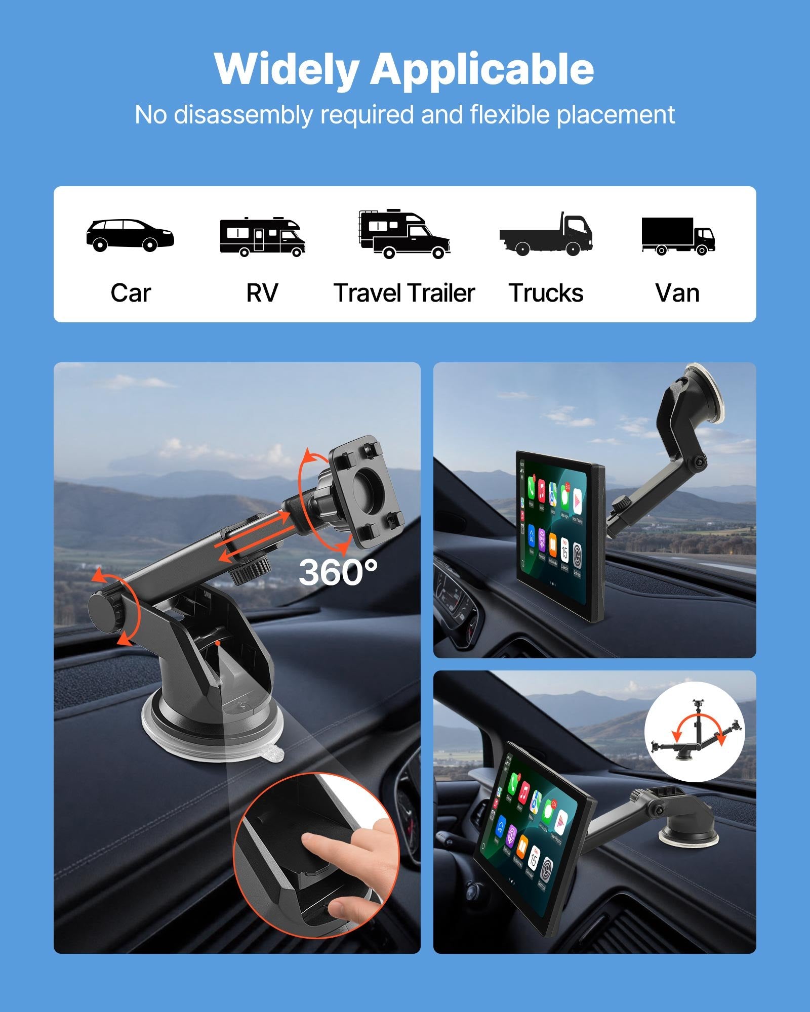 VEVOR Car Stereo Radio CarPlay Touchscreen 228.6 mm Apple Android Backup Camera 7