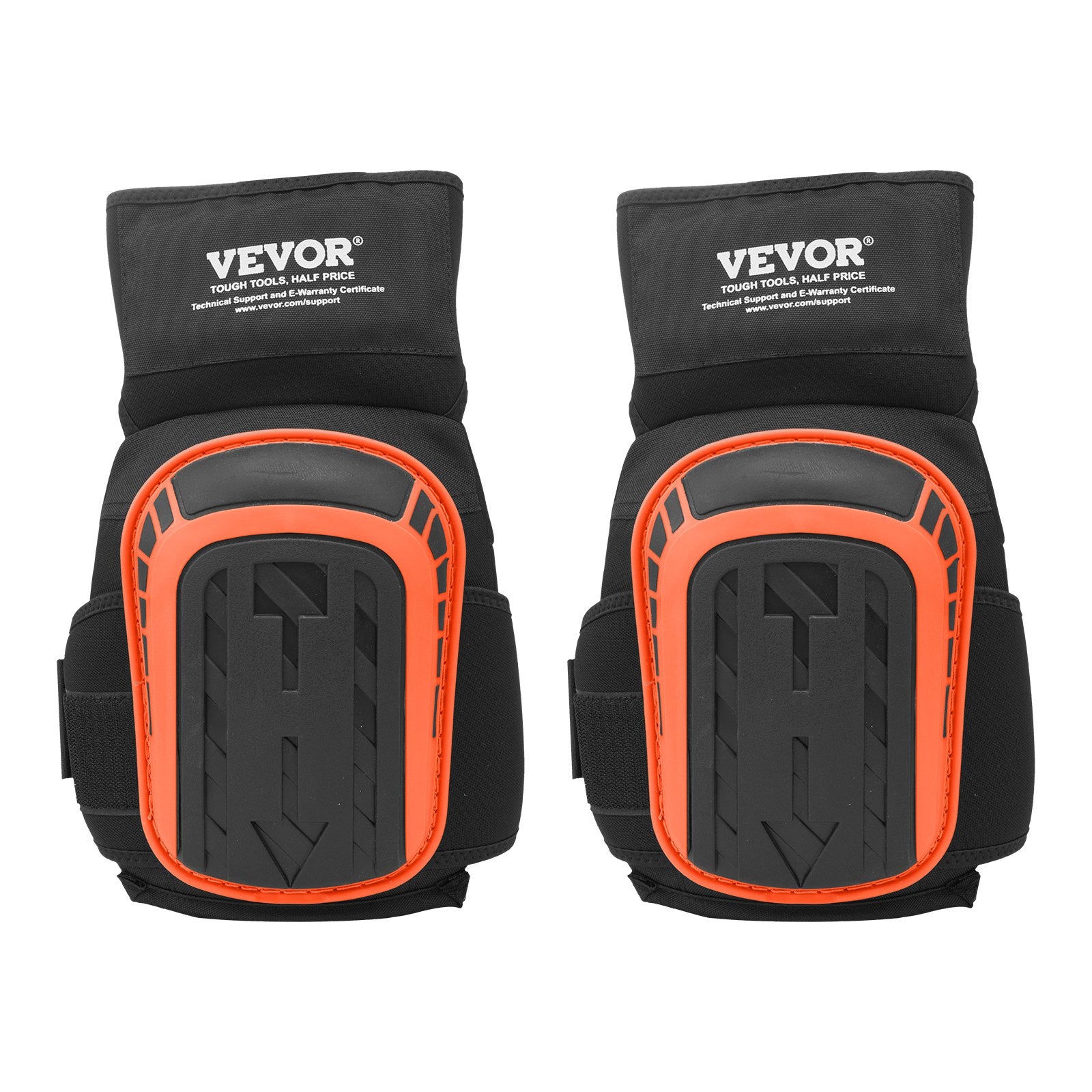 VEVOR Knee Pads for Work, Extended Heavy Duty Construction Knee Pads with 2 Extension Straps, Anti-slip Foam Gel Knee Pads, Men & Women, for Gardening Flooring Roofing and Cleaning, Black and Orange 10