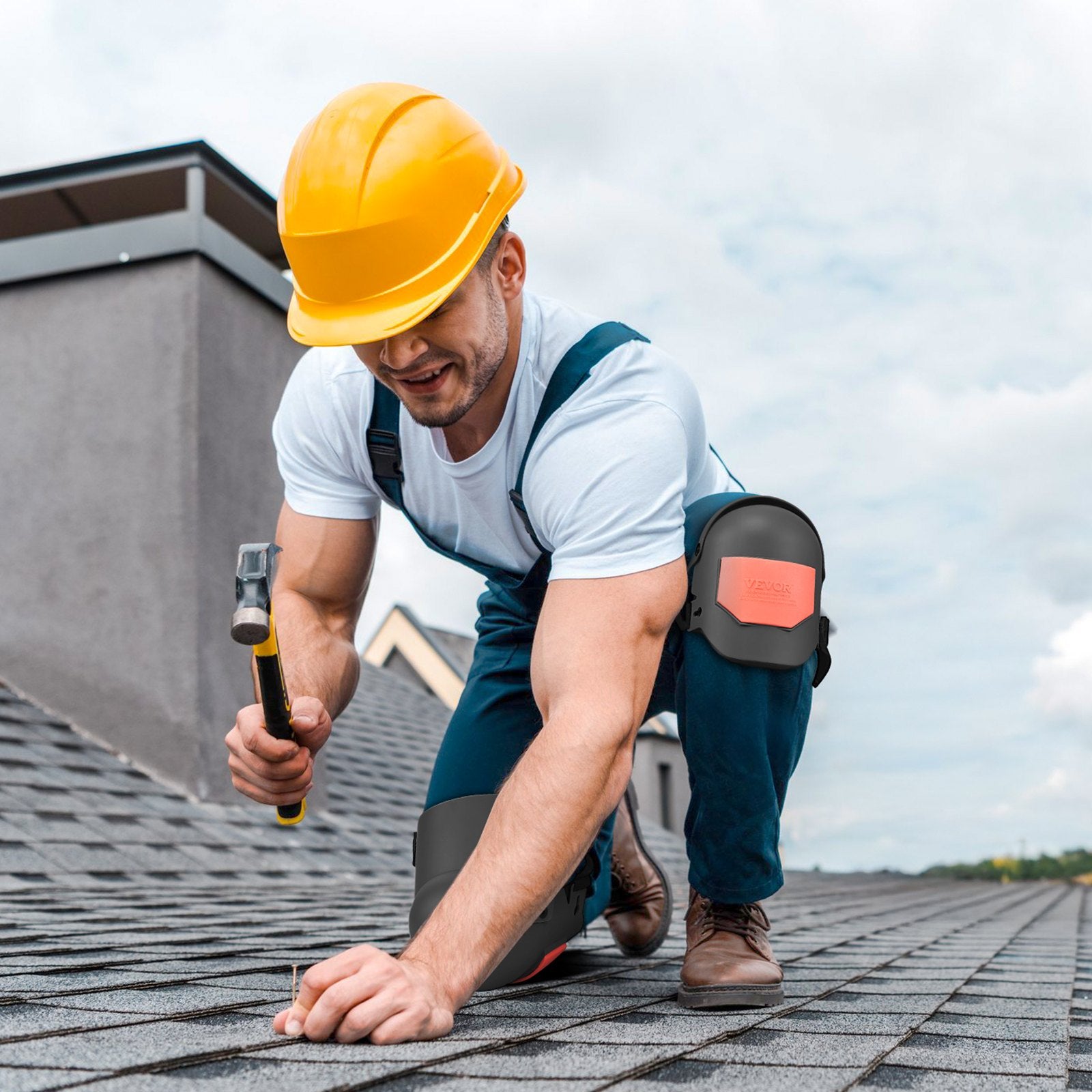 VEVOR Knee Pads for Work, Extra Thick Construction Knee Pads with Foam Cushion - Pro Protection & Comfort, Work Knee Pads|Gardening Knee Pads|Flooring Knee Pads| for Men & Women, Black and Orange 8