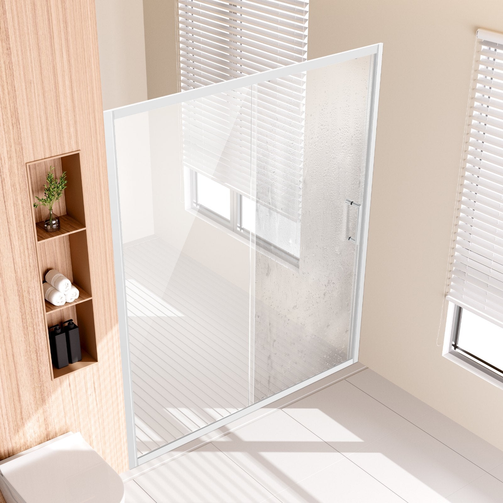 VEVOR Semi-frameless Shower Door 57.7-59" x 70" SGCC Tempered Glass 1/4" Chrome 8