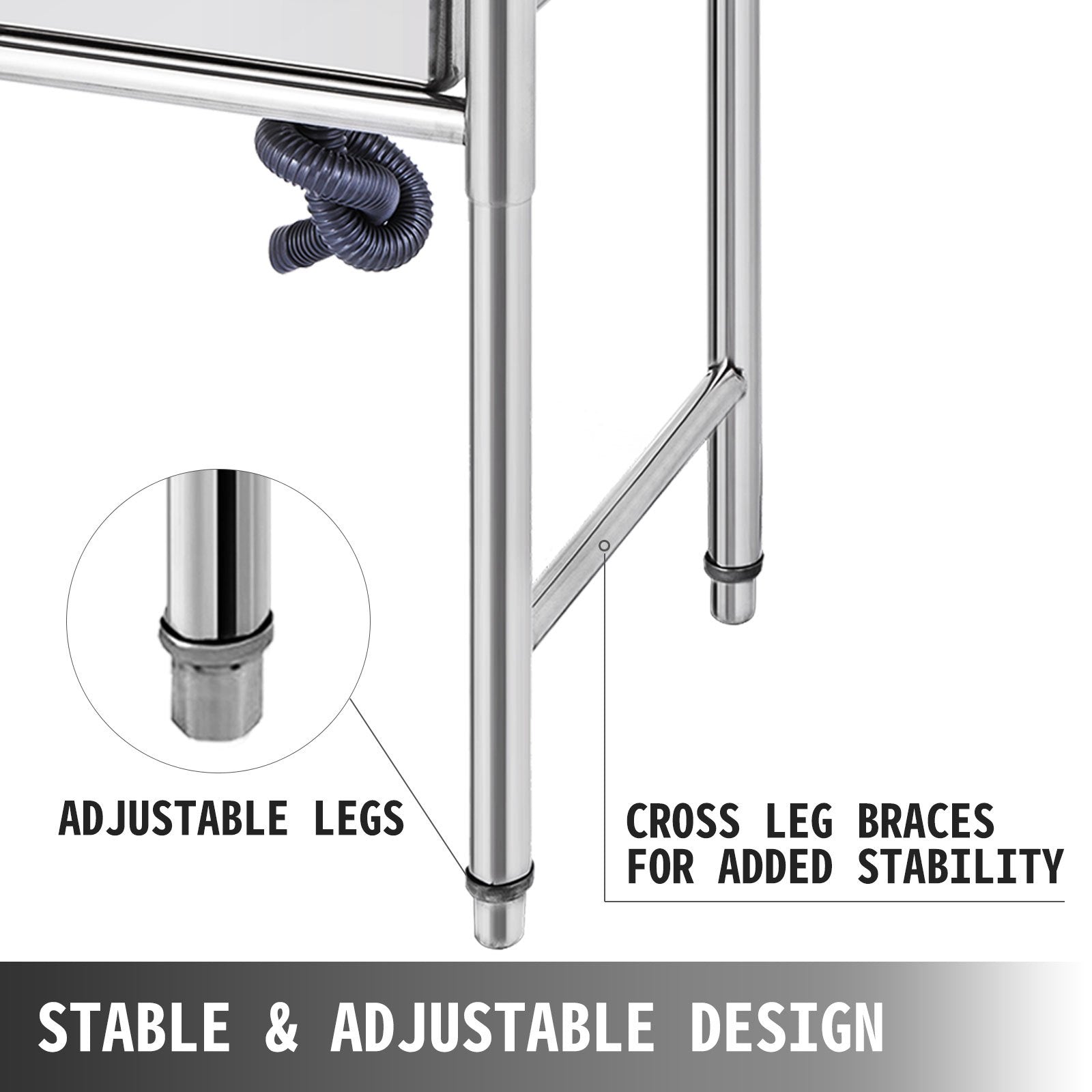 VEVOR Handmade Sink Non-magnetic Stainless Steel Kitchen Sink Hand Made 1 Compartment 40.6 x 39.4 x 25.4 cm Capacity Huge Tub Sink with Right Hand Platform for Farmhouse Cafe Shop Hospital 5