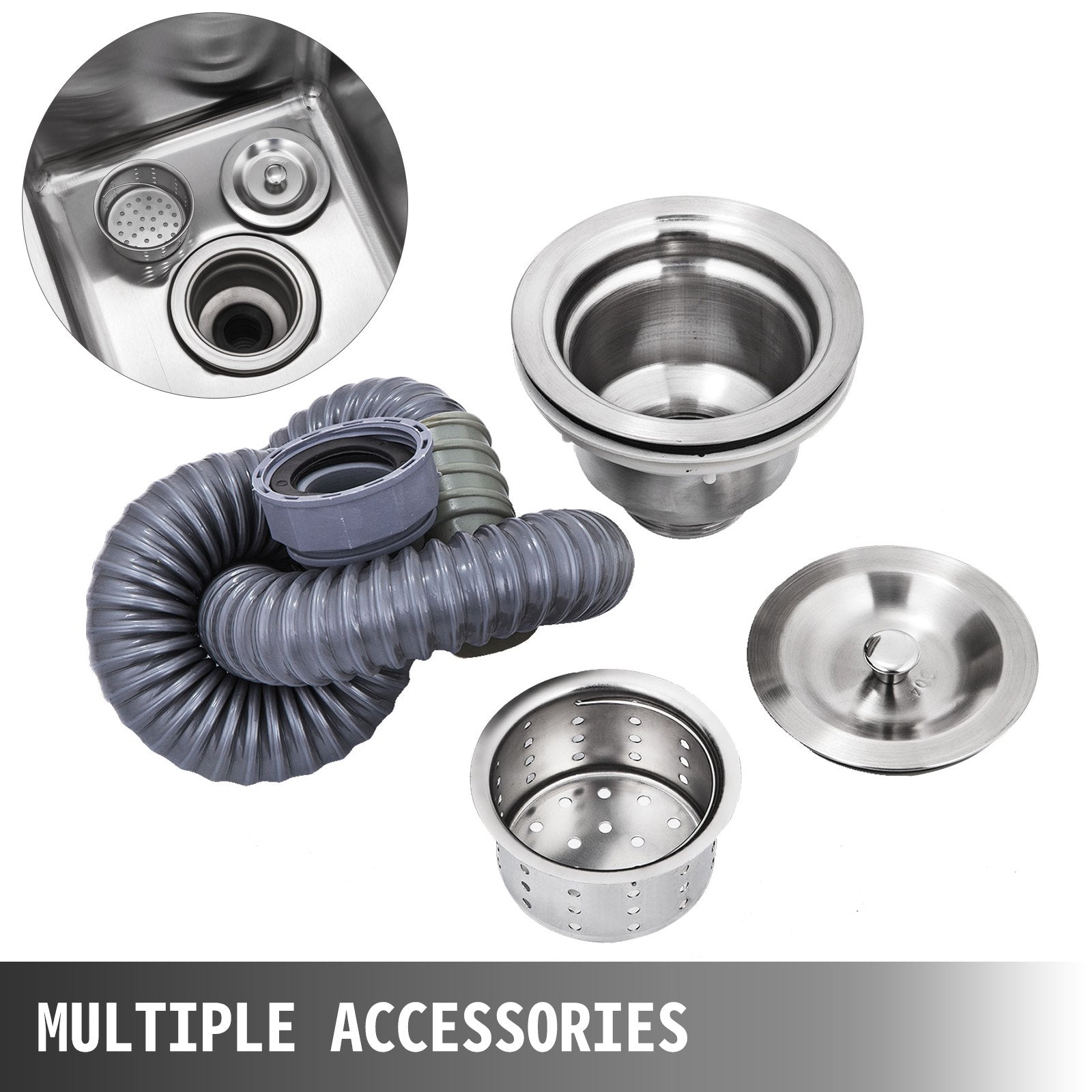 VEVOR Handmade Sink Non-magnetic Stainless Steel Kitchen Sink Hand Made 1 Compartment 40.6 x 39.4 x 25.4 cm Capacity Huge Tub Sink with Right Hand Platform for Farmhouse Cafe Shop Hospital 6