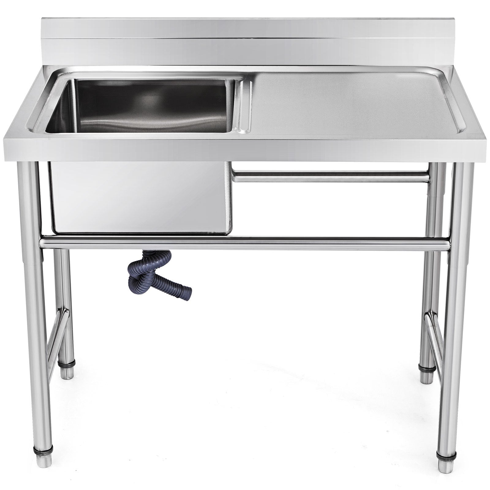 VEVOR Handmade Sink Non-magnetic Stainless Steel Kitchen Sink Hand Made 1 Compartment 40.6 x 39.4 x 25.4 cm Capacity Huge Tub Sink with Right Hand Platform for Farmhouse Cafe Shop Hospital 10