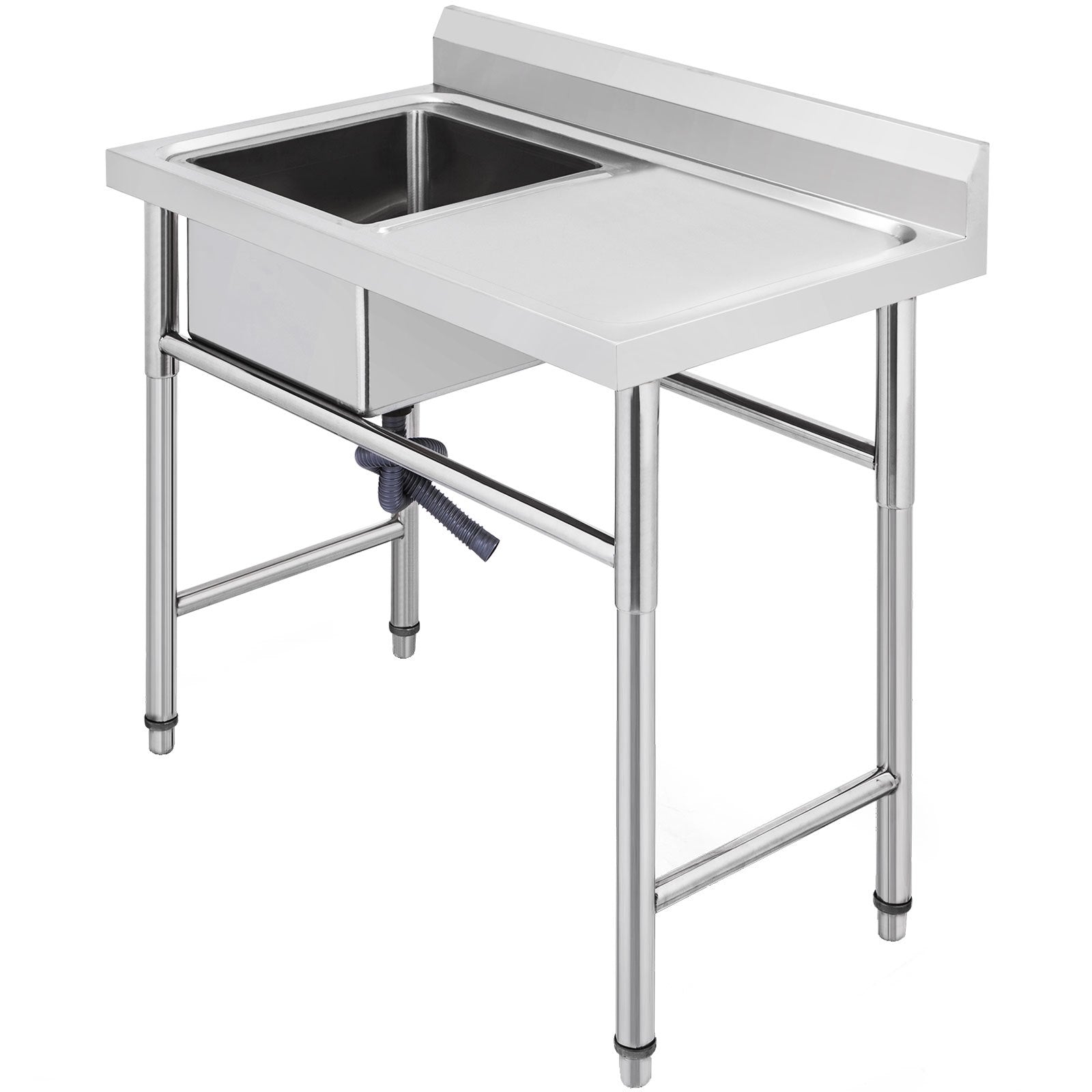 VEVOR Handmade Sink Non-magnetic Stainless Steel Kitchen Sink Hand Made 1 Compartment 40.6 x 39.4 x 25.4 cm Capacity Huge Tub Sink with Right Hand Platform for Farmhouse Cafe Shop Hospital 11