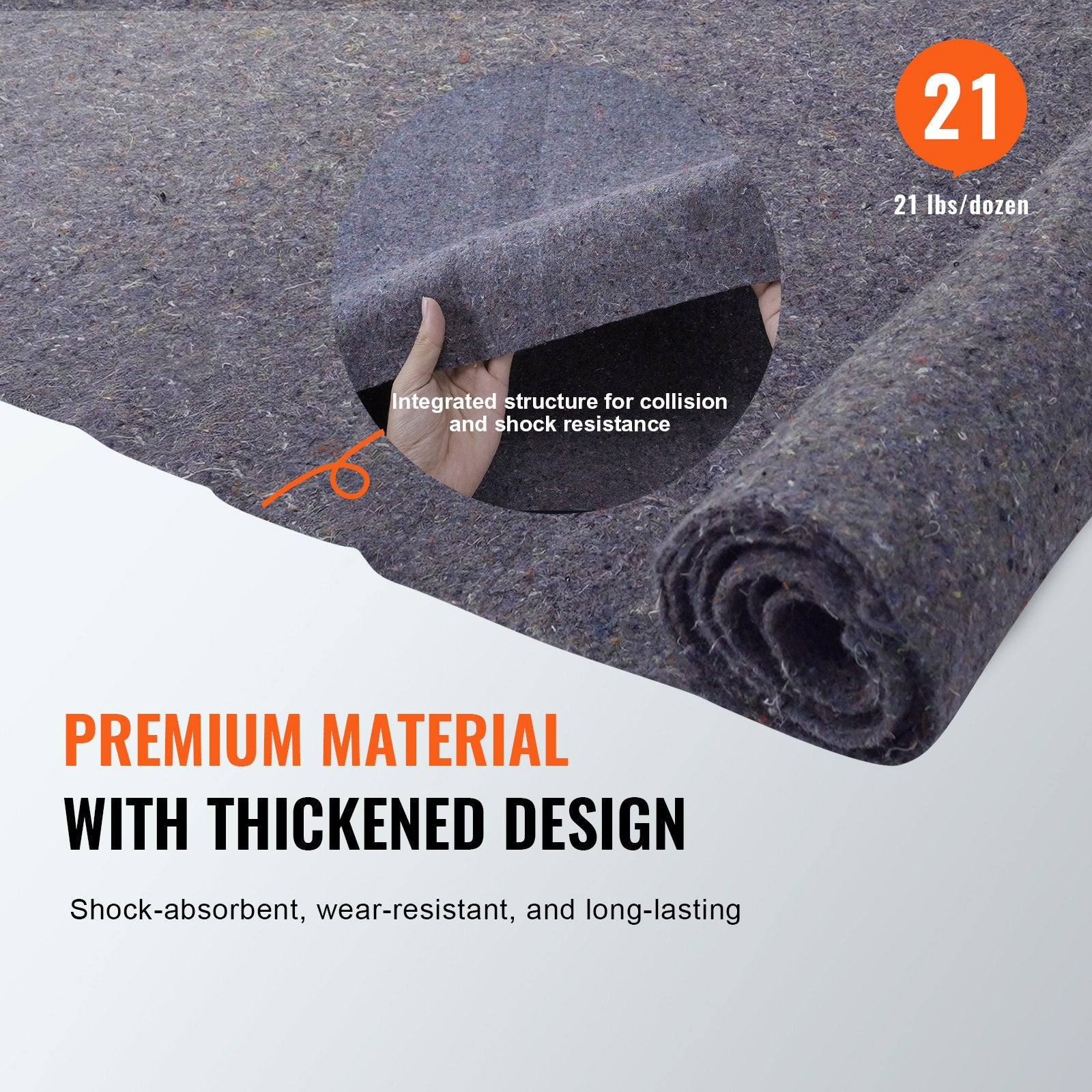 VEVOR Moving Blankets, 1829 x 1372 mm, 12 kg/dz Weight, 12 Pack, Professional Recycled Cotton Packing Blanket, Large Heavy Duty Shipping Mover Pads Perfect for Protecting Furniture, Floors, Appliances 3