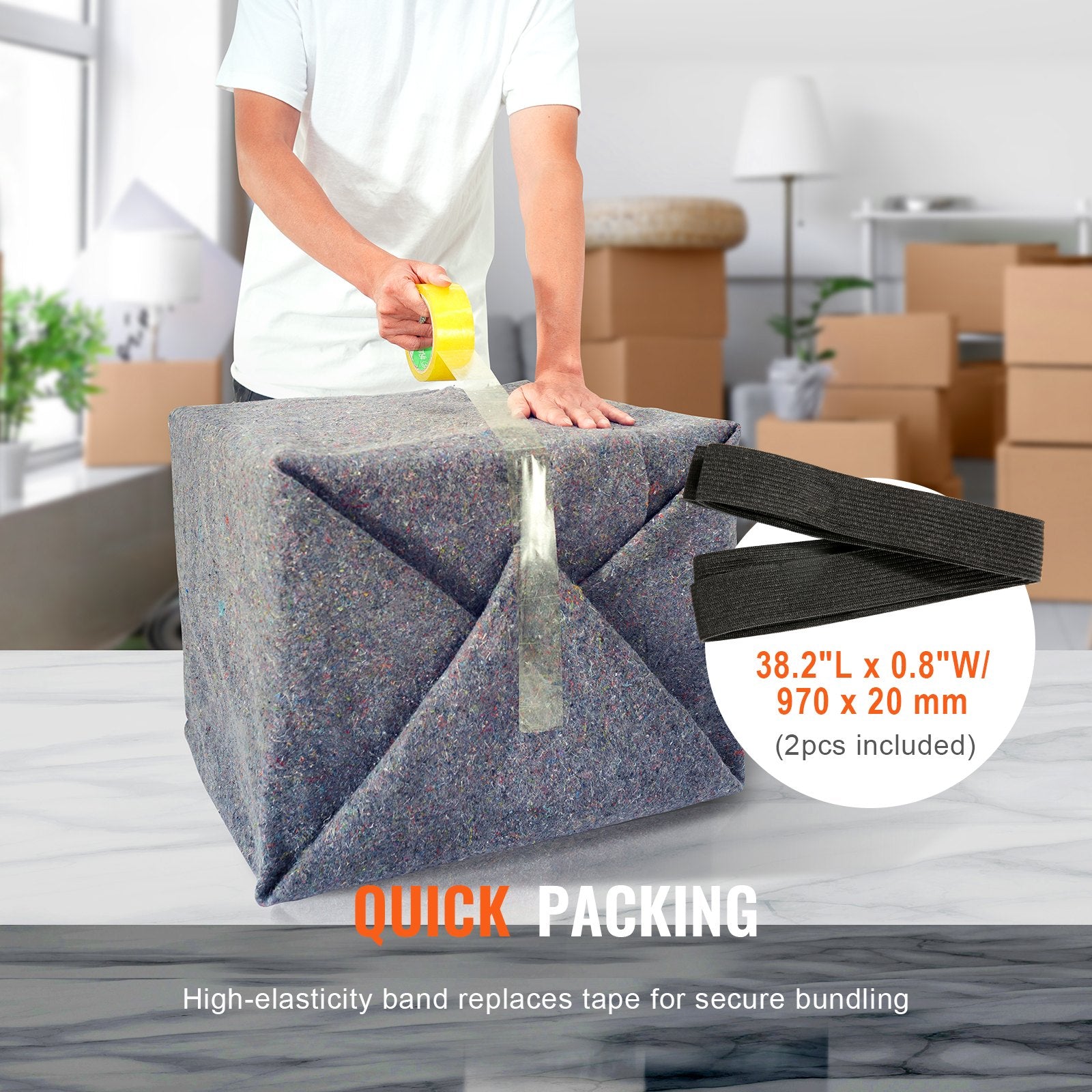 VEVOR Moving Blankets, 1829 x 1372 mm, 12 kg/dz Weight, 12 Pack, Professional Recycled Cotton Packing Blanket, Large Heavy Duty Shipping Mover Pads Perfect for Protecting Furniture, Floors, Appliances 5