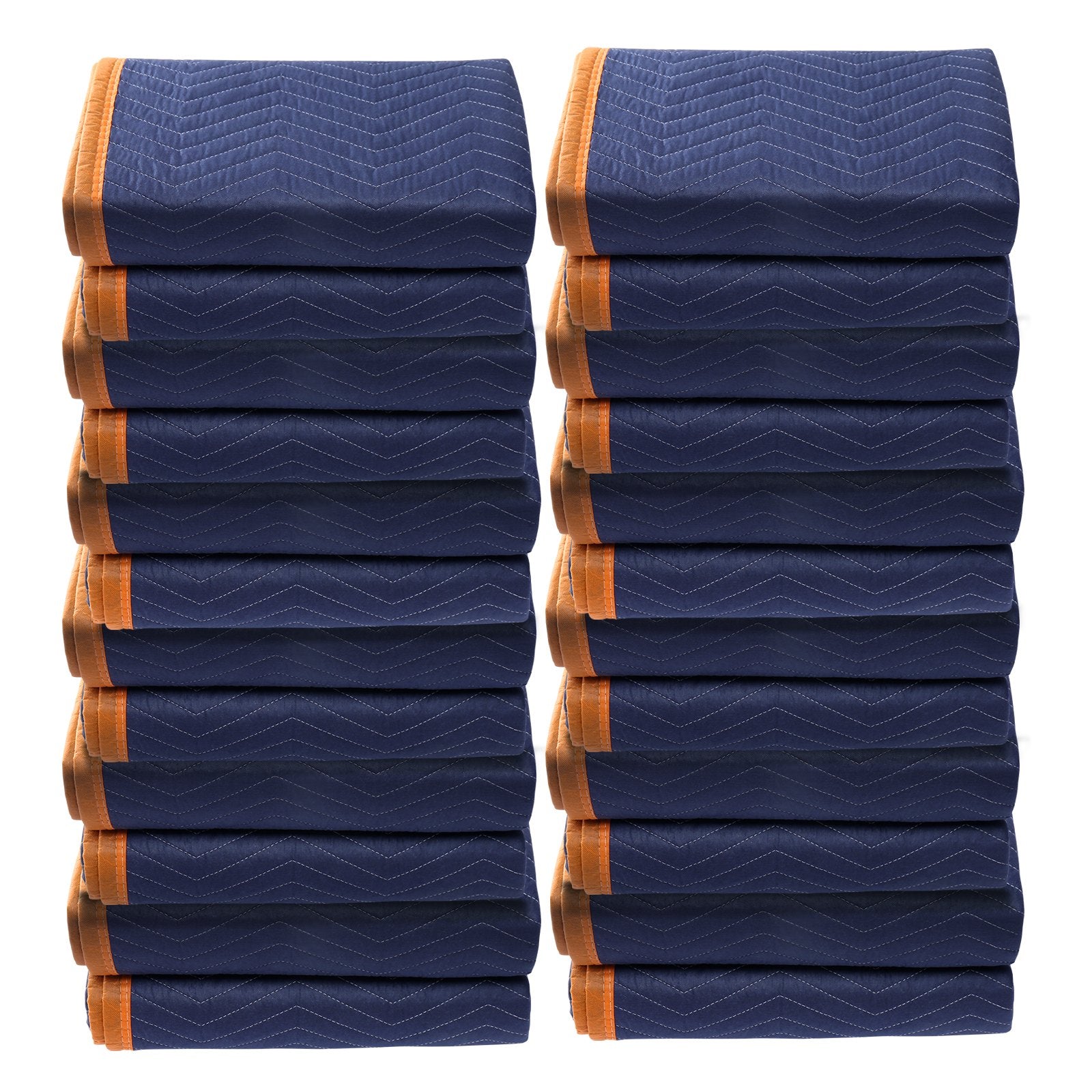 VEVOR Moving Blankets, 2032 x 1829 mm, 29.5 kg/dz, 12 Packs, Professional Non-Woven & Recycled Cotton Packing Blanket, Heavy Duty Mover Pads for Protecting Furniture, Floors, Appliances, Blue/Orange 9