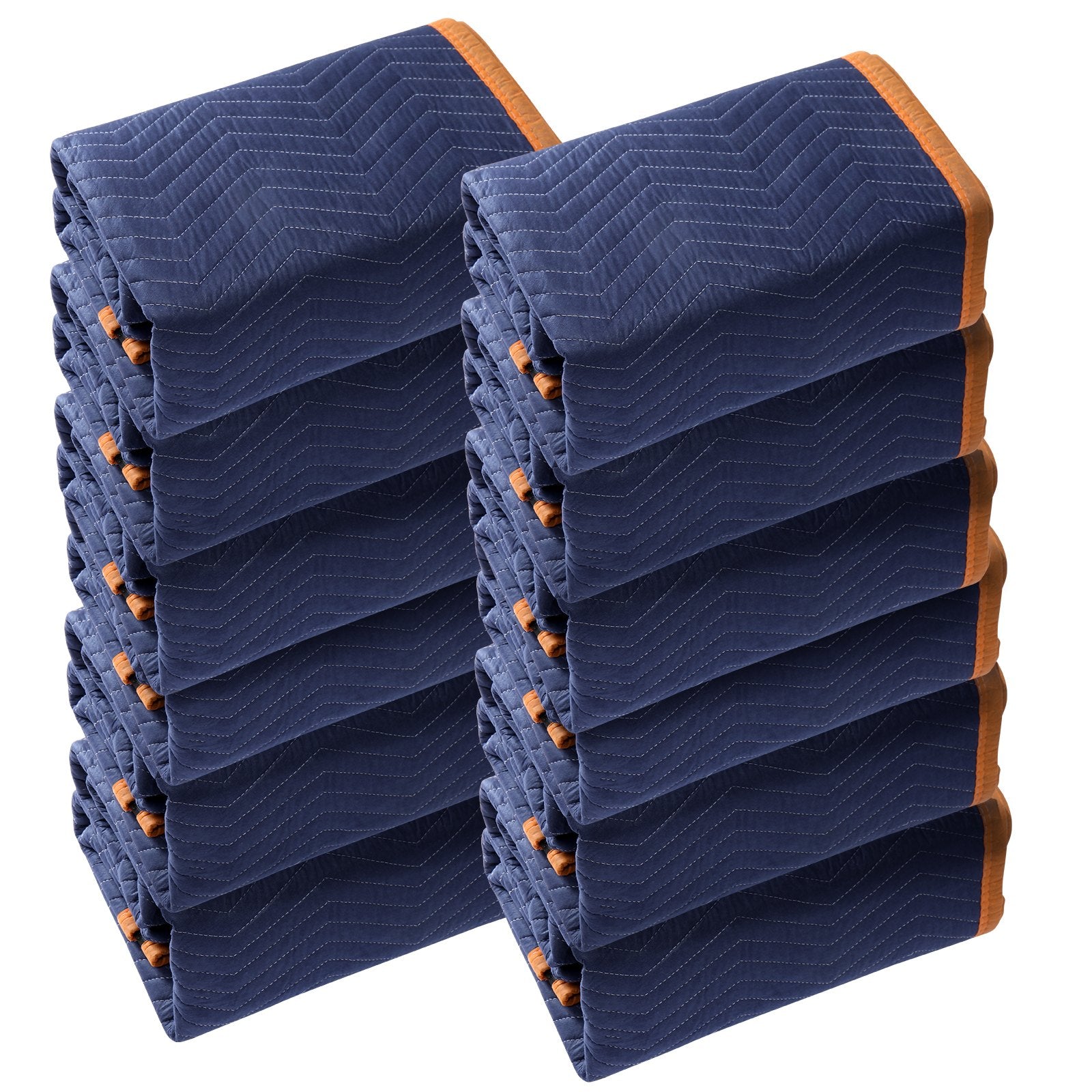 VEVOR Moving Blankets, 2032 x 1829 mm, 29.5 kg/dz, 12 Packs, Professional Non-Woven & Recycled Cotton Packing Blanket, Heavy Duty Mover Pads for Protecting Furniture, Floors, Appliances, Blue/Orange 10