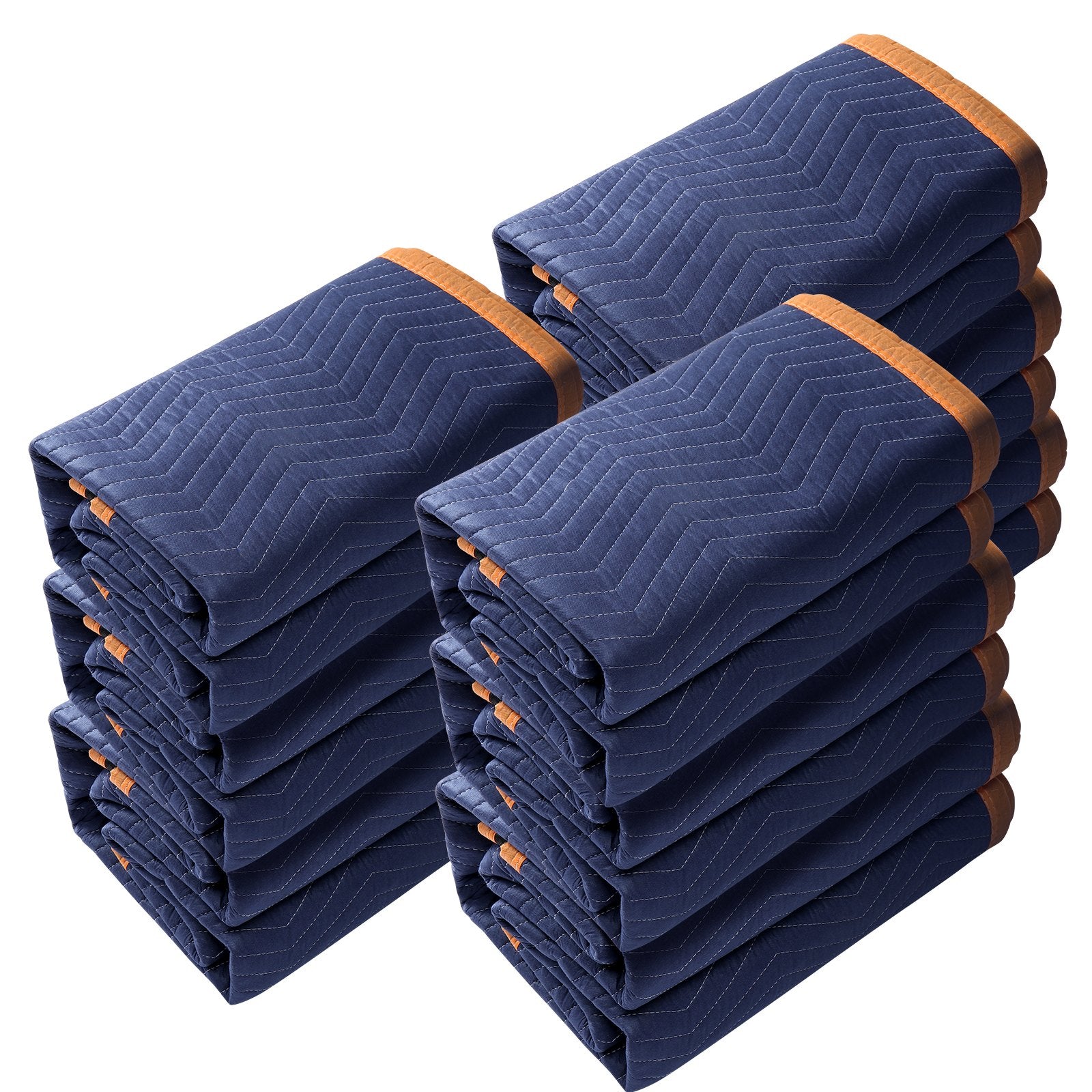 VEVOR Moving Blankets, 2032 x 1829 mm, 29.5 kg/dz, 12 Packs, Professional Non-Woven & Recycled Cotton Packing Blanket, Heavy Duty Mover Pads for Protecting Furniture, Floors, Appliances, Blue/Orange 11
