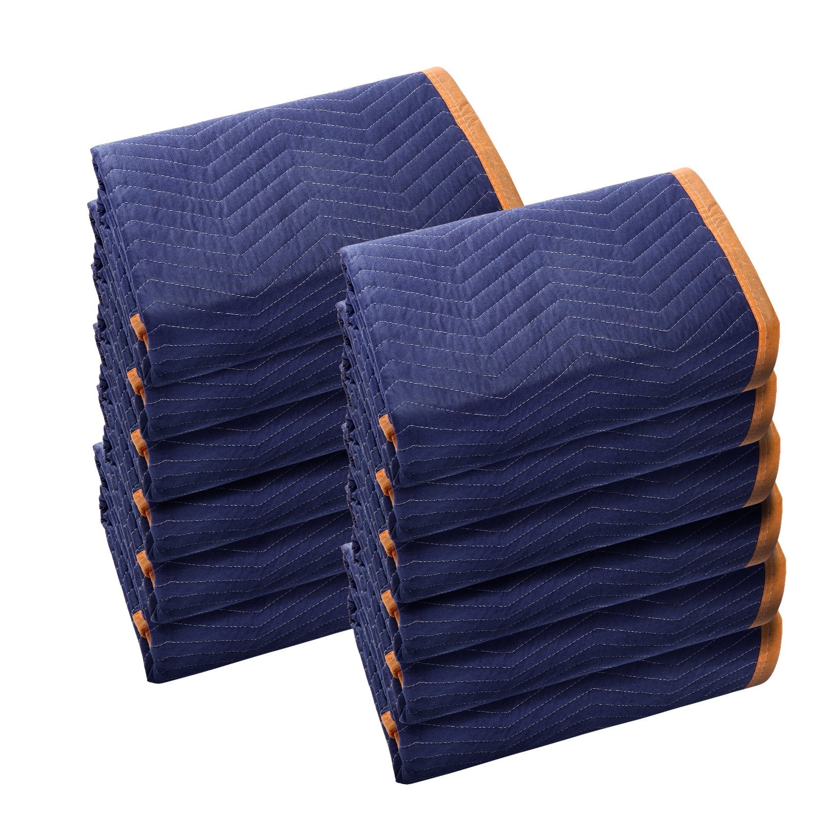 VEVOR Moving Blankets, 2032 x 1829 mm, 15.6 kg/dz, 12 Packs, Professional Non-Woven & Recycled Cotton Packing Blanket, Heavy Duty Mover Pads for Protecting Furniture, Floors, Appliances, Blue/Orange 10