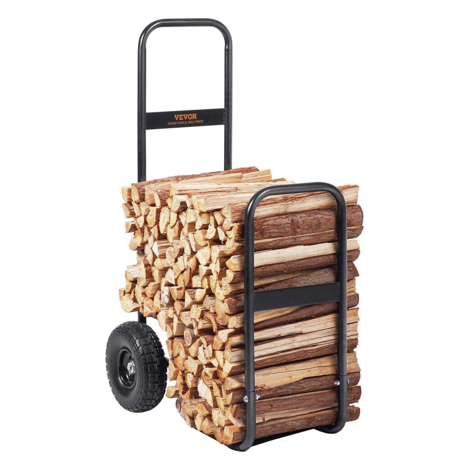 VEVOR Firewood Log Cart Wood Mover Hauler 250 lbs Capacity on PU Wheels Dolly 10