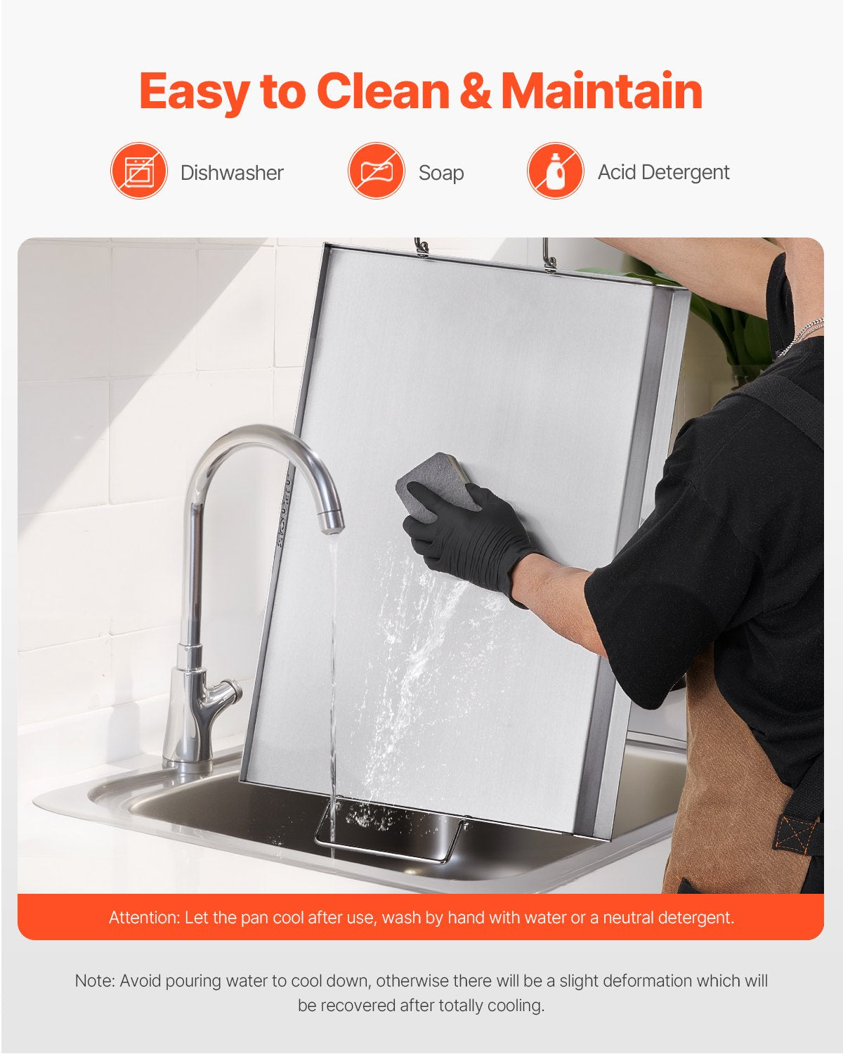 VEVOR Stainless Steel Griddle, 23x16 inch Universal Flat Top Rectangular Plate, Gas Grill Griddle for BBQ Grill, Teppanyaki, Portable Family Cookware with Handle, for Camping Tailgating Party 5