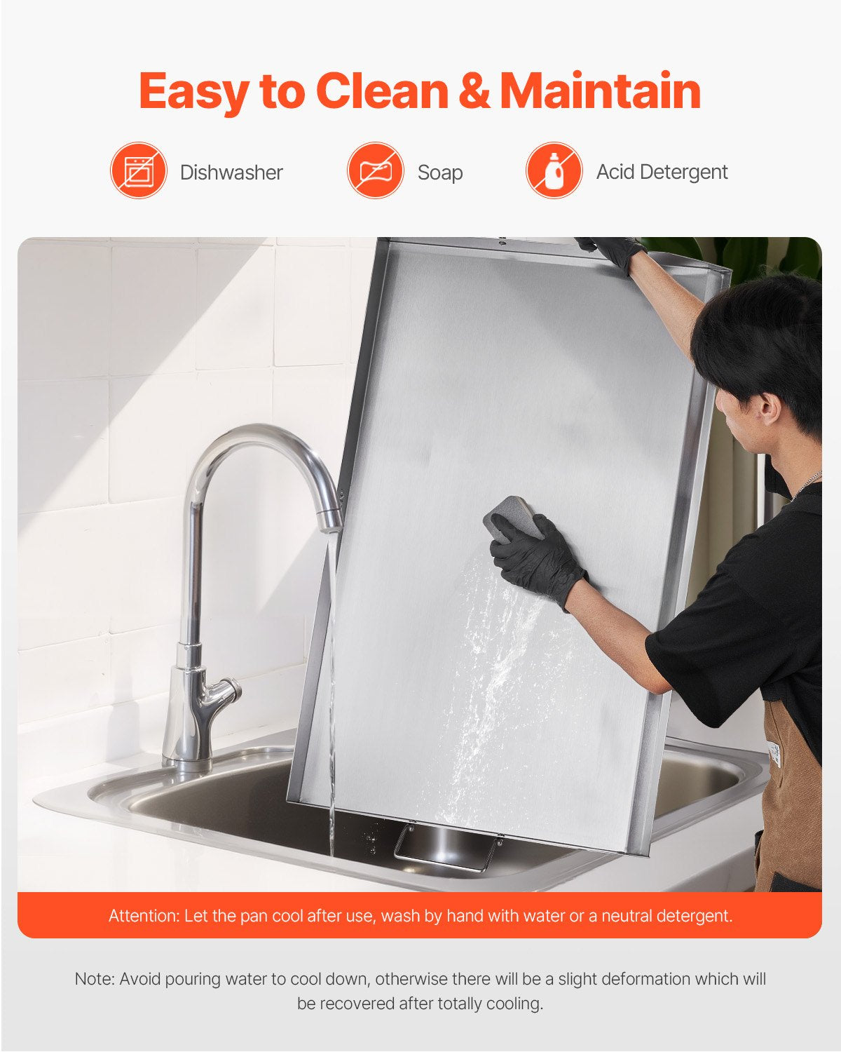 VEVOR 36x22 in Flat Top Griddle Stainless Steel Universal BBQ Grill Pan Cookware 5