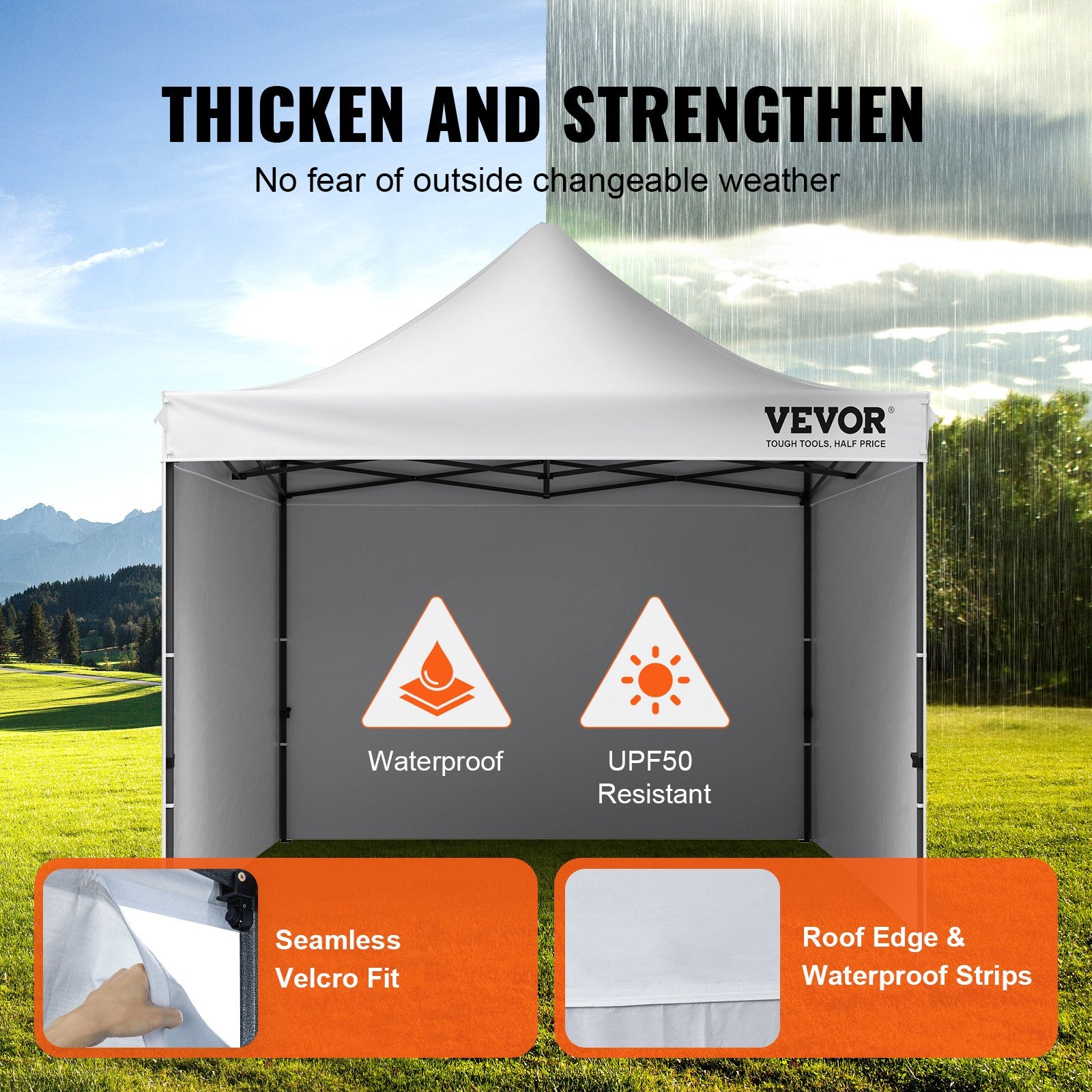 VEVOR Pop Up Canopy Tent Outdoor Gazebo Tent 10x10FT with Sidewalls & Bag White 3