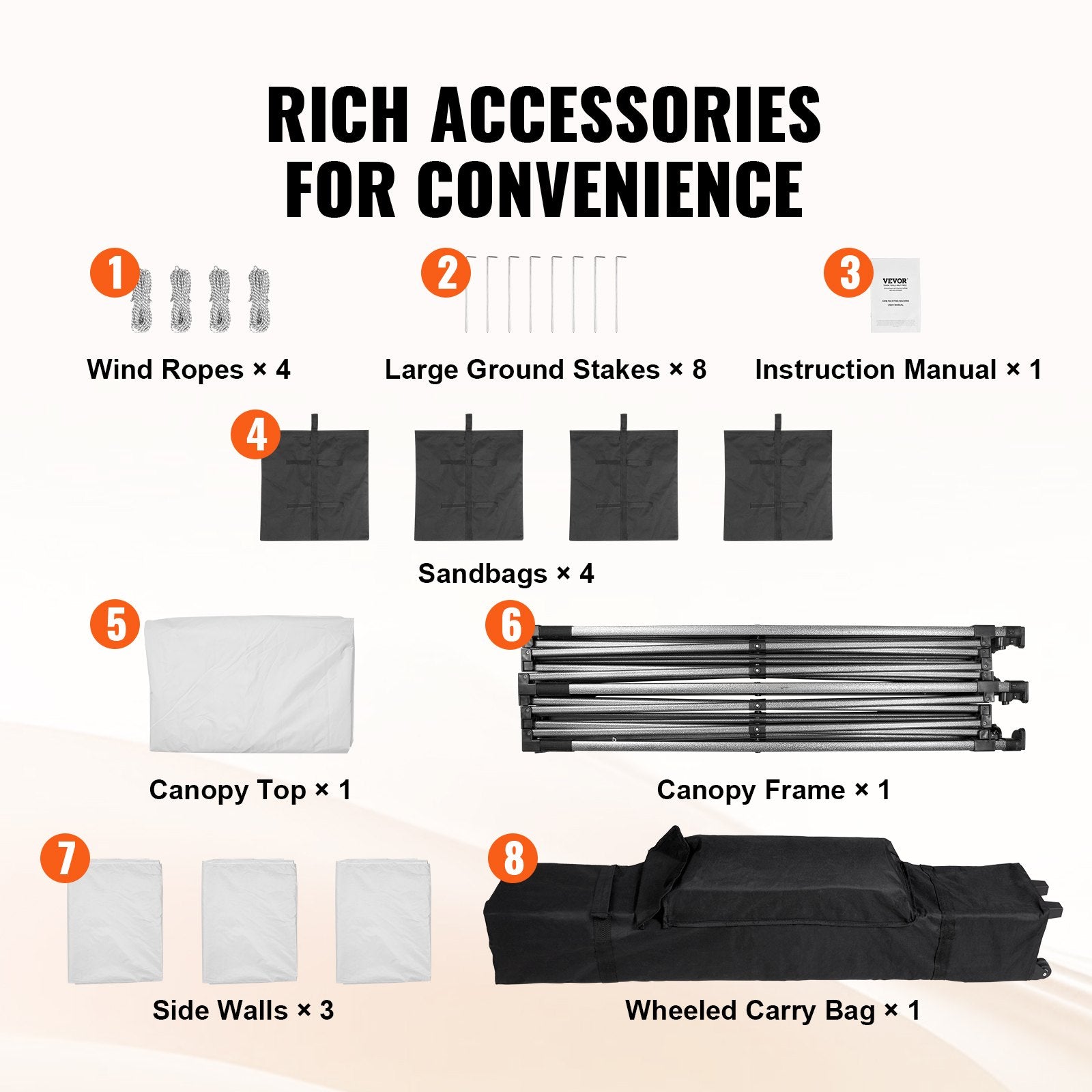 VEVOR Pop Up Canopy Tent Outdoor Gazebo Tent 10x10FT with Sidewalls & Bag White 6