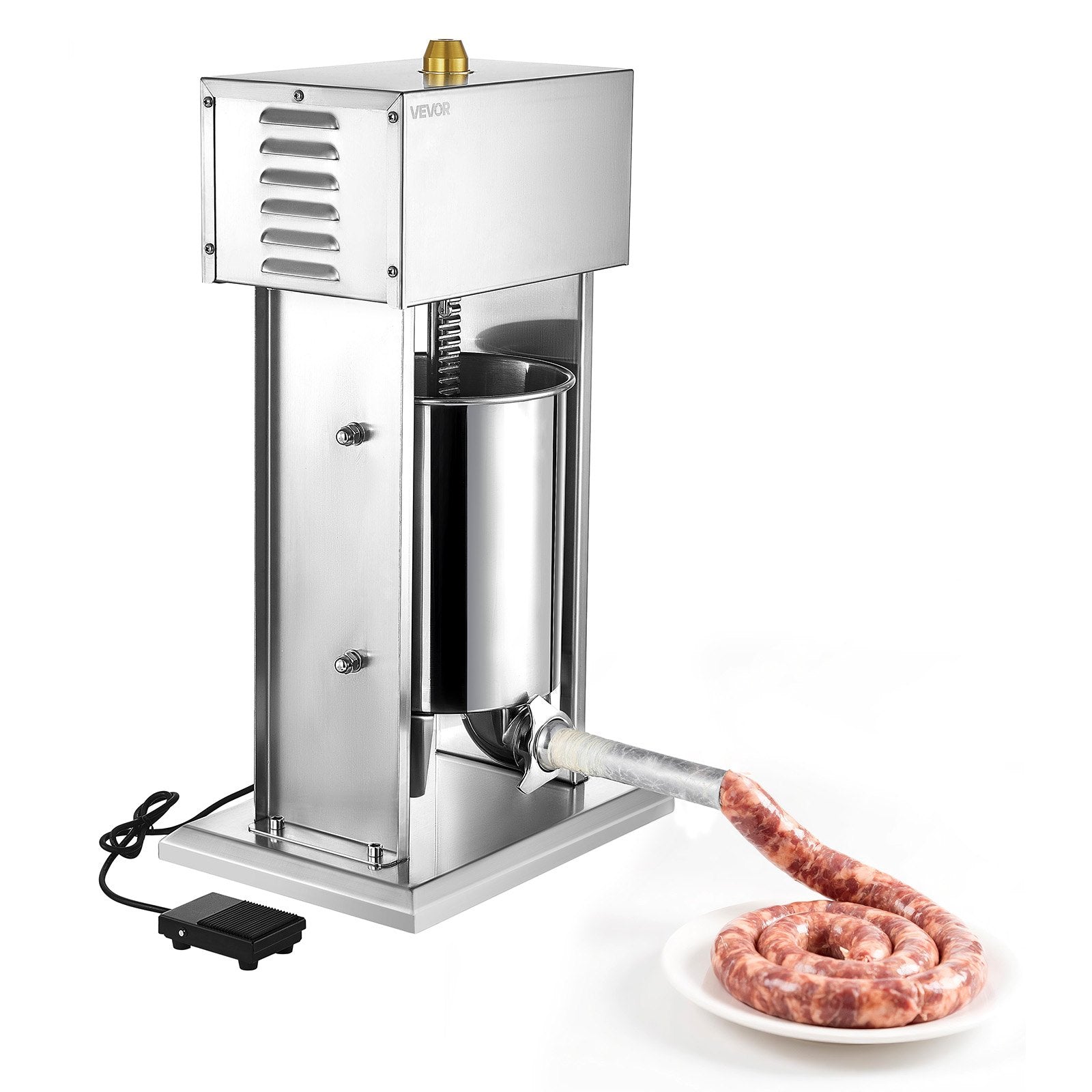 VEVOR Electric Sausage Stuffer, 22 LBS / 10 L Vertical Meat Stuffer, Stepless Speed Control and Foot Pedal, Stainless Steel Heavy Duty Sausage Filler with 4 Stuffing Tubes, for Commercial & Home Use 9