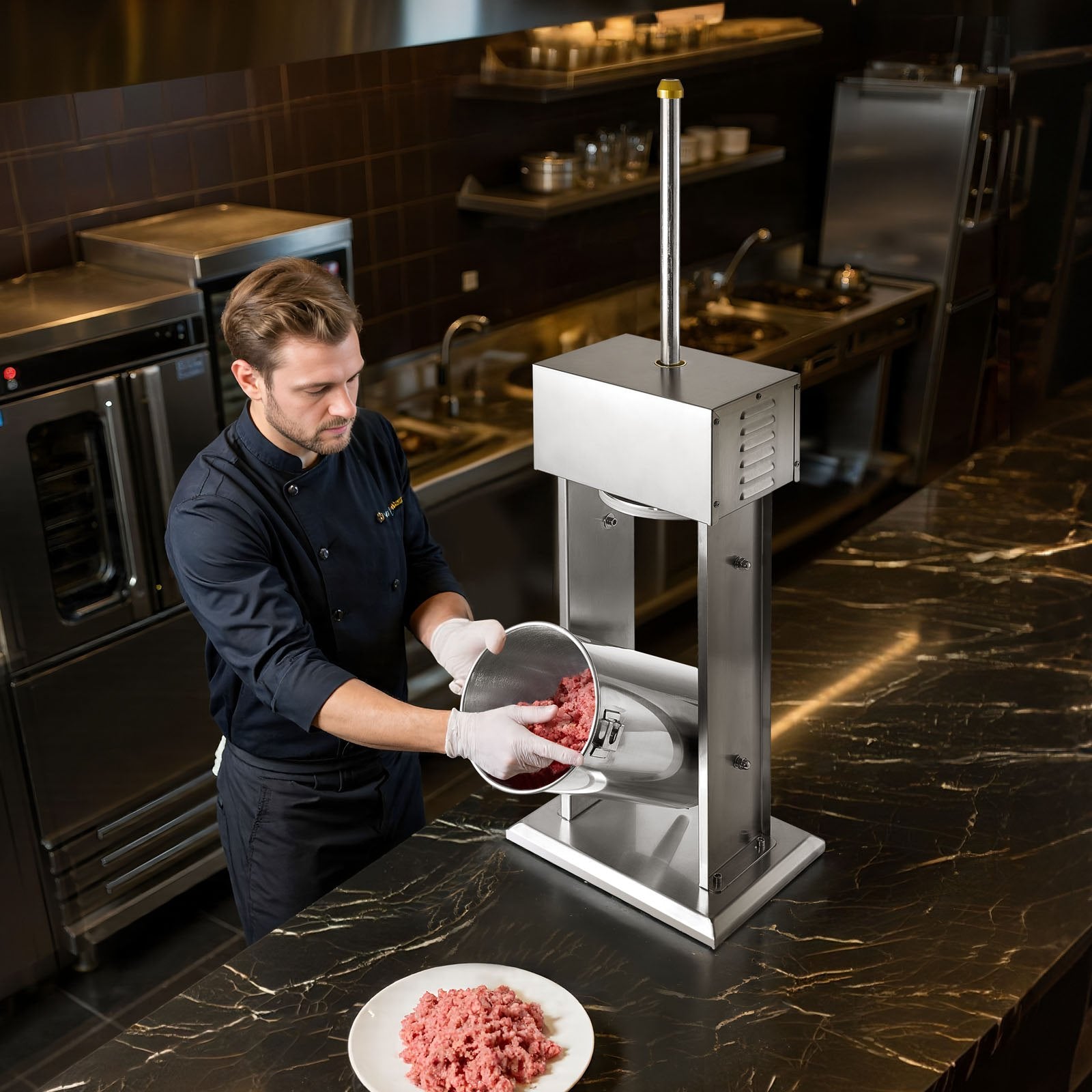 VEVOR Electric Sausage Stuffer, 33 LBS / 15 L Vertical Meat Stuffer, Stepless Speed Control and Foot Pedal, Stainless Steel Heavy Duty Sausage Filler with 4 Stuffing Tubes, for Commercial & Home Use 8