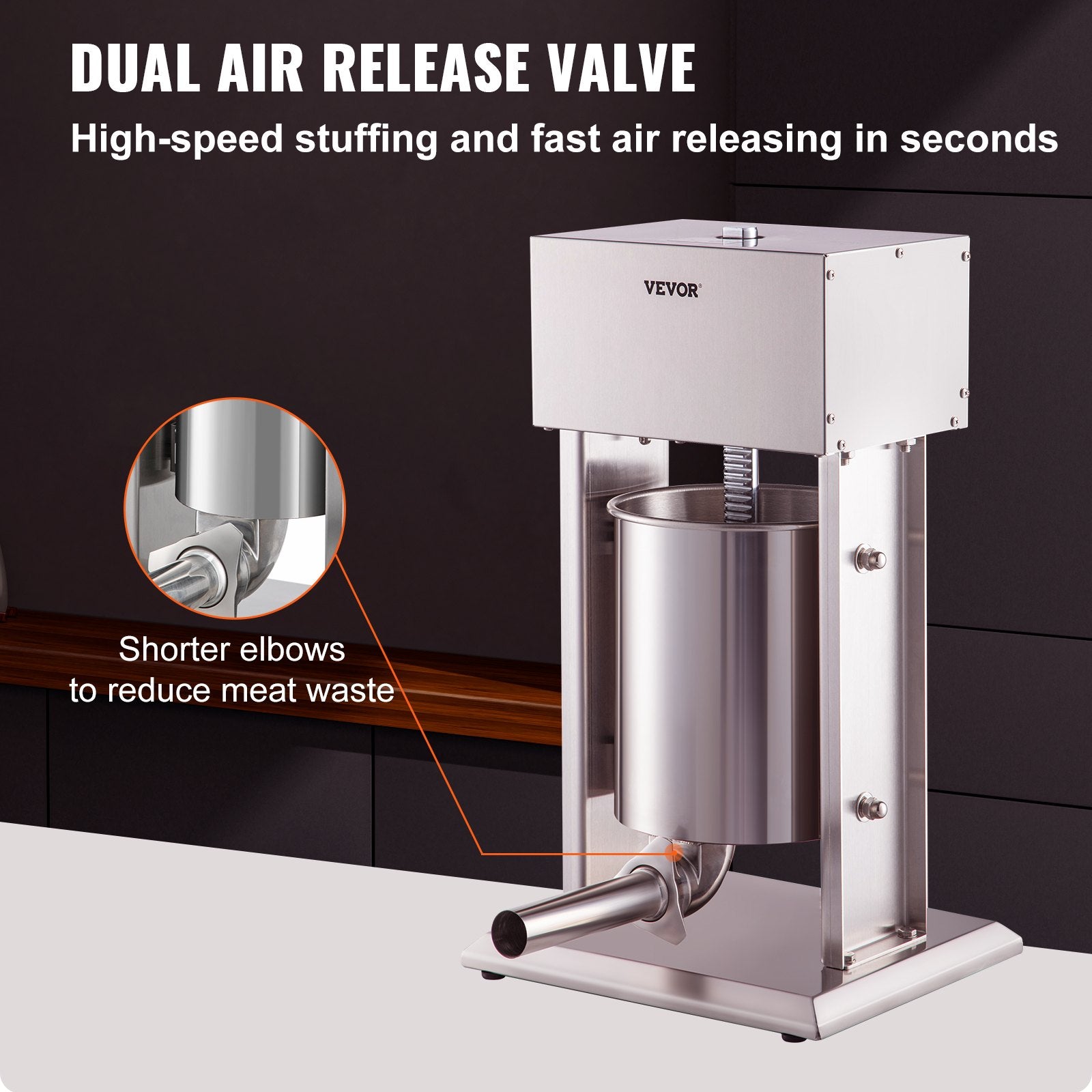 VEVOR Electric Sausage Stuffer 10L Variable Speed Sausage Maker Stainless Steel 3
