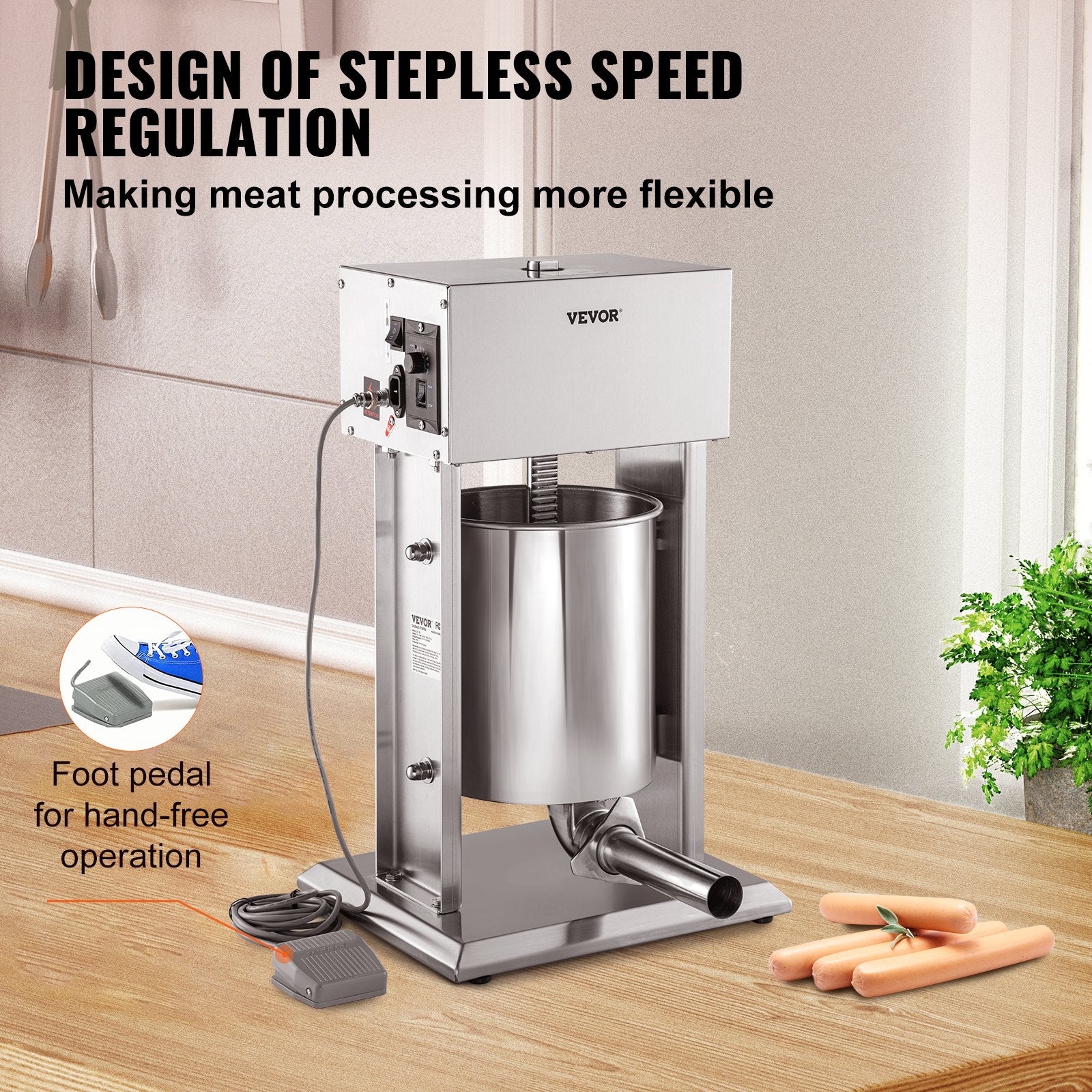 VEVOR Electric Sausage Stuffer 10L Variable Speed Sausage Maker Stainless Steel 4