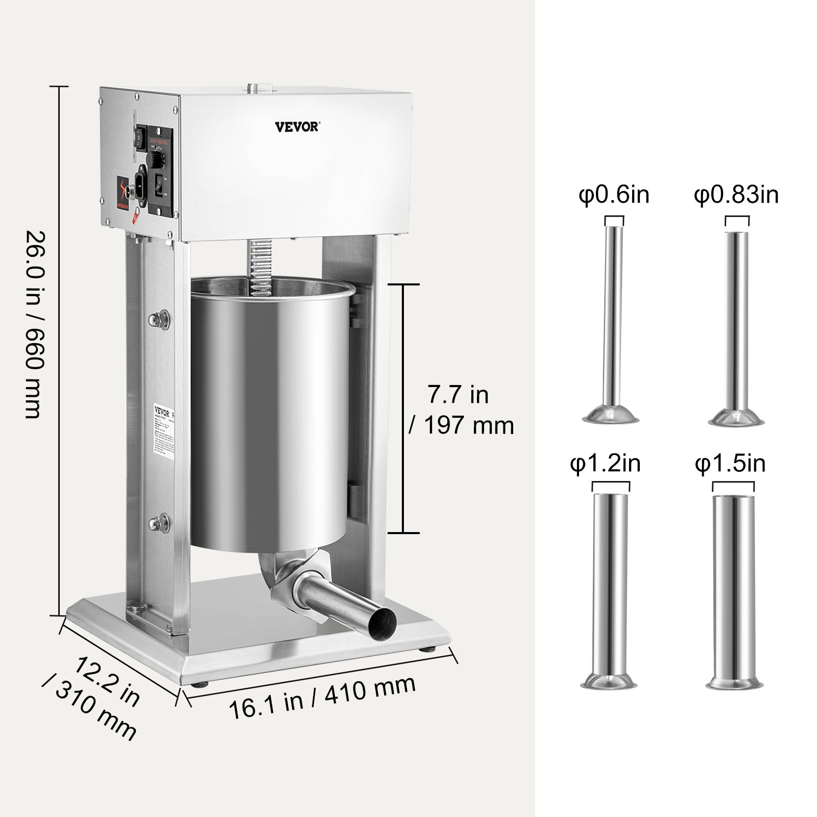 VEVOR Electric Sausage Stuffer 10L Variable Speed Sausage Maker Stainless Steel 7