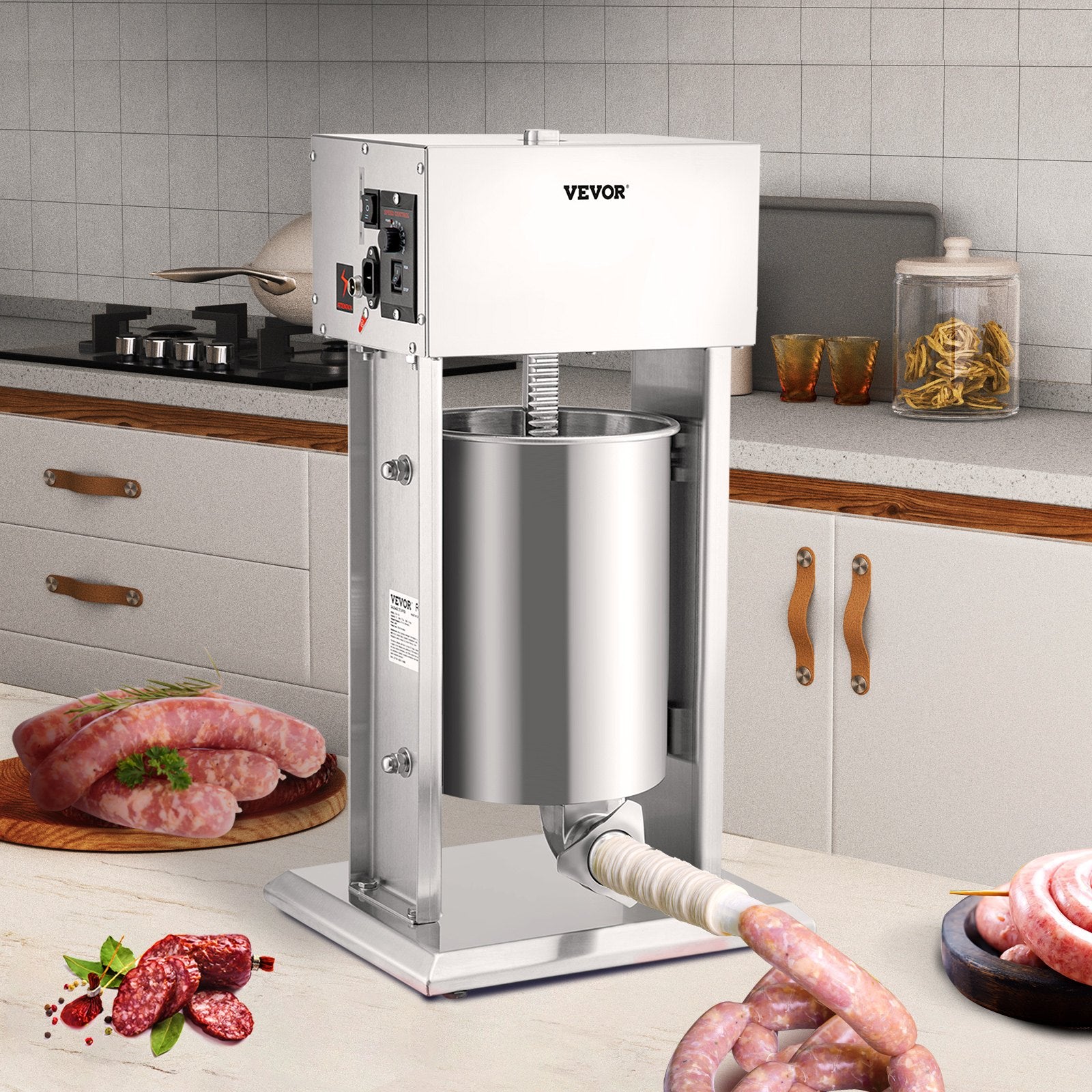 VEVOR Electric Sausage Stuffer 10L Variable Speed Sausage Maker Stainless Steel 8