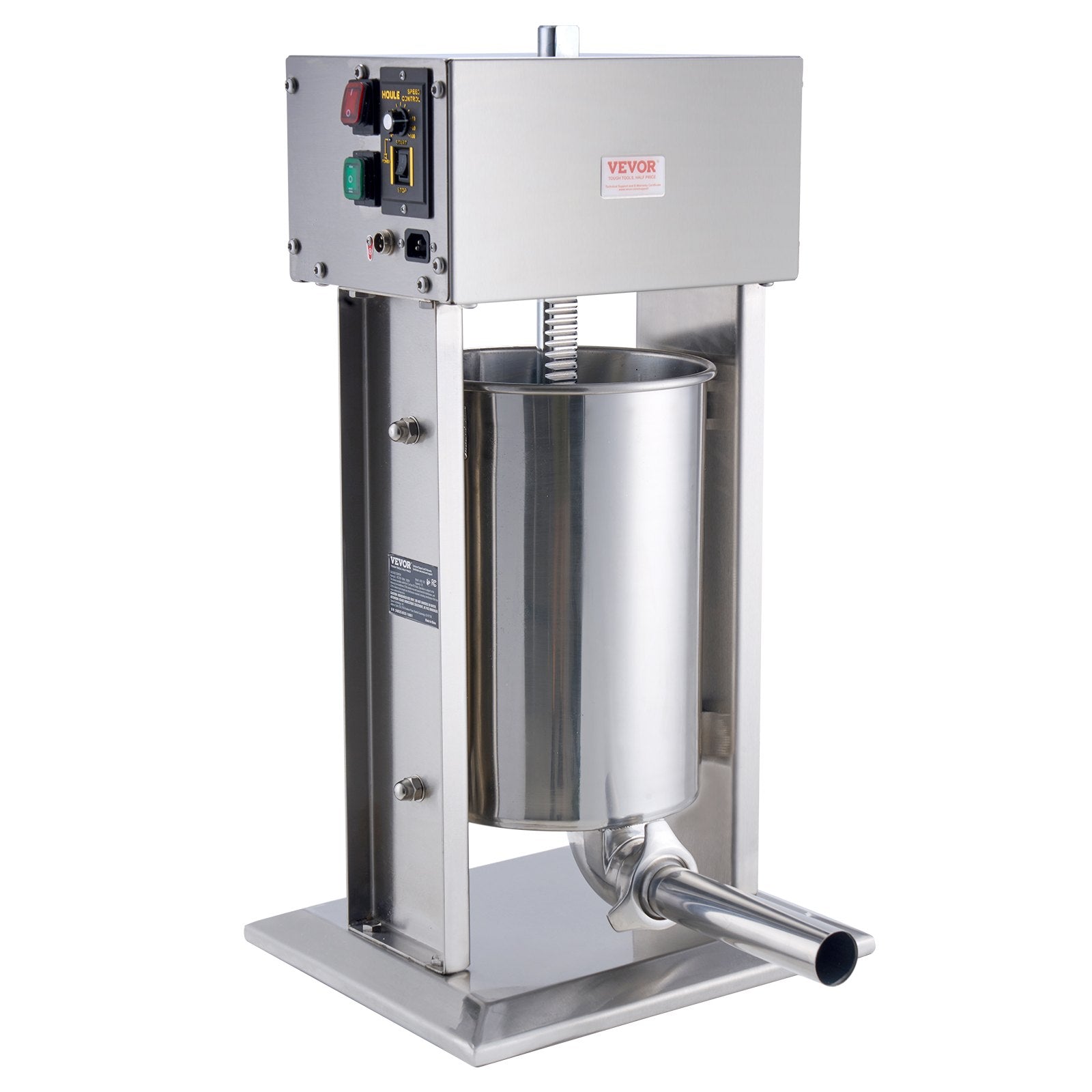 VEVOR Electric Sausage Stuffer, 12 L / 25 LBS Vertical Meat Stuffer, 200W Motor, Stepless Speed Control and Foot Pedal, Made of Food-grade 304 Stainless Steel, 5 Stuffing Tubes for Home, Commercial 9