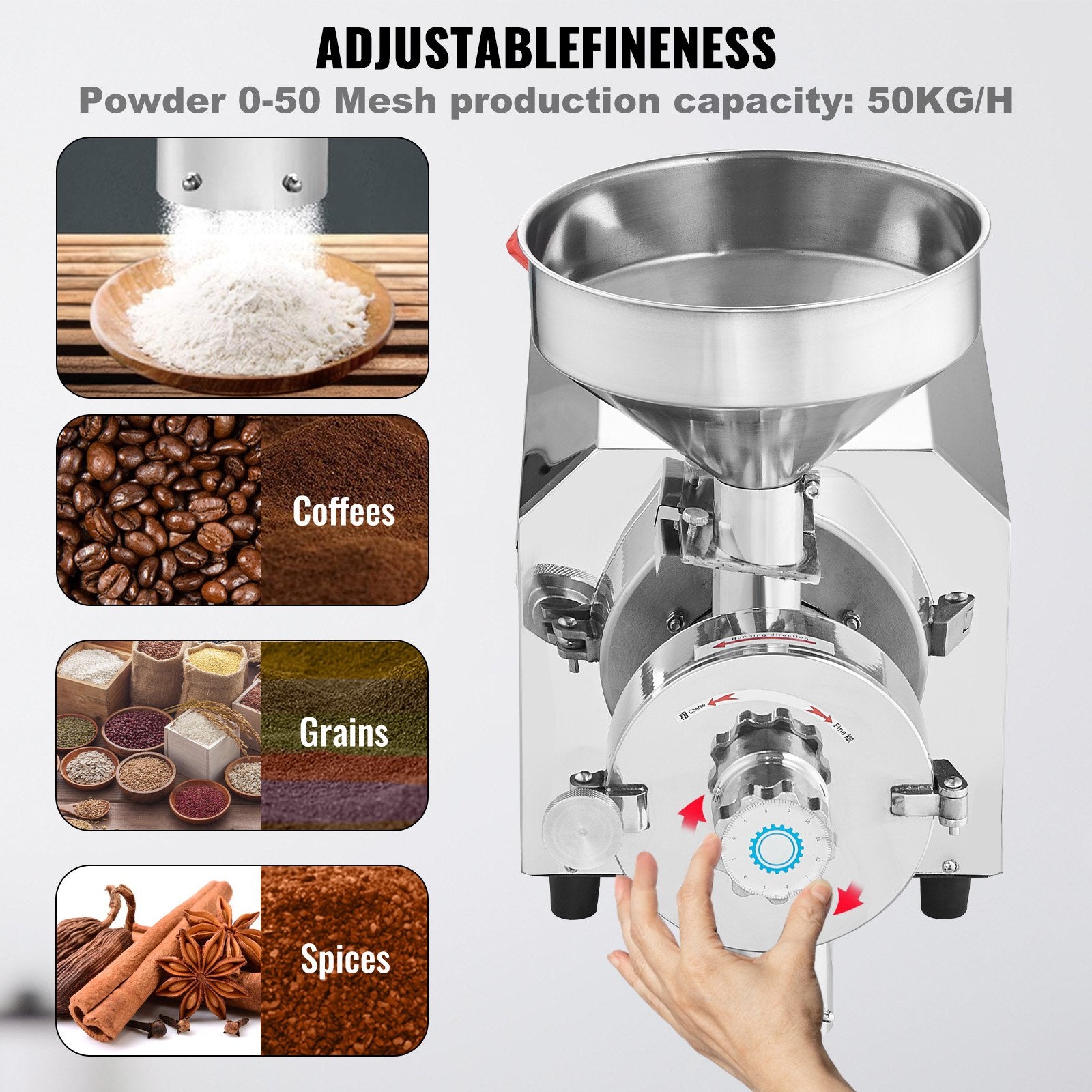 VEVOR Grain Grind Mill Grain Grinding Machine 2200W Food Processing Machinery 4
