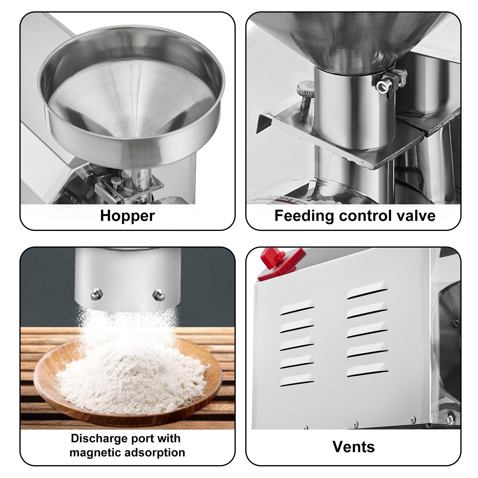 VEVOR Grain Grind Mill Grain Grinding Machine 2200W Food Processing Machinery 6