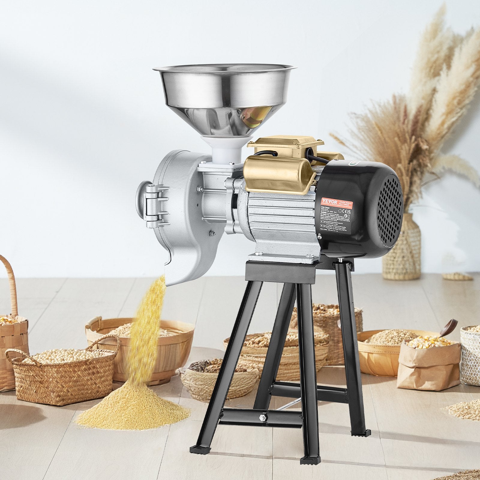 VEVOR 3000W Electric Grain Grinder Corn Wheat Flour Cereal Mill Wet & Dry 8