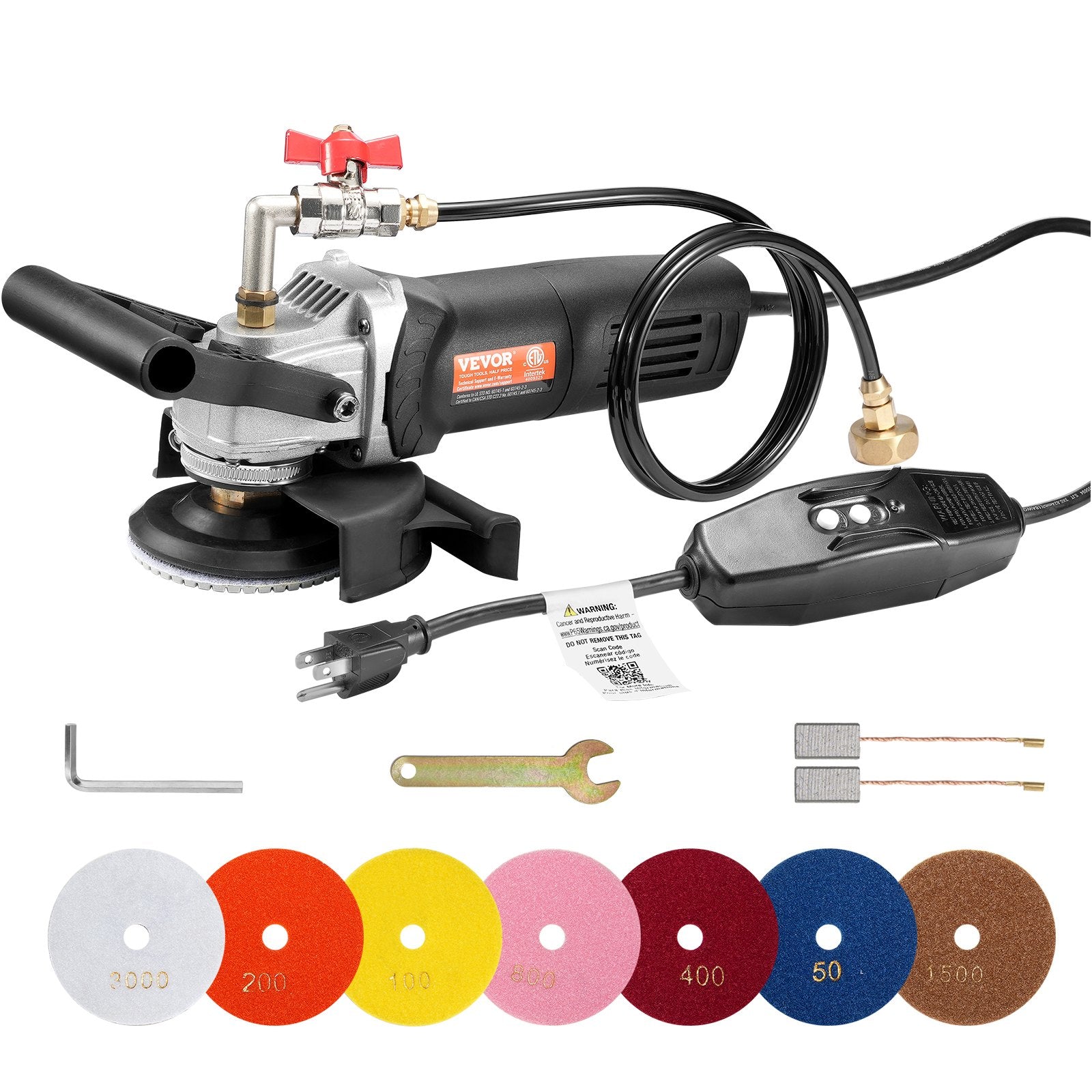 VEVOR Wet Stone Polisher 4-Inch Electric Granite Polisher with 6 Speed & 7 Pads 9