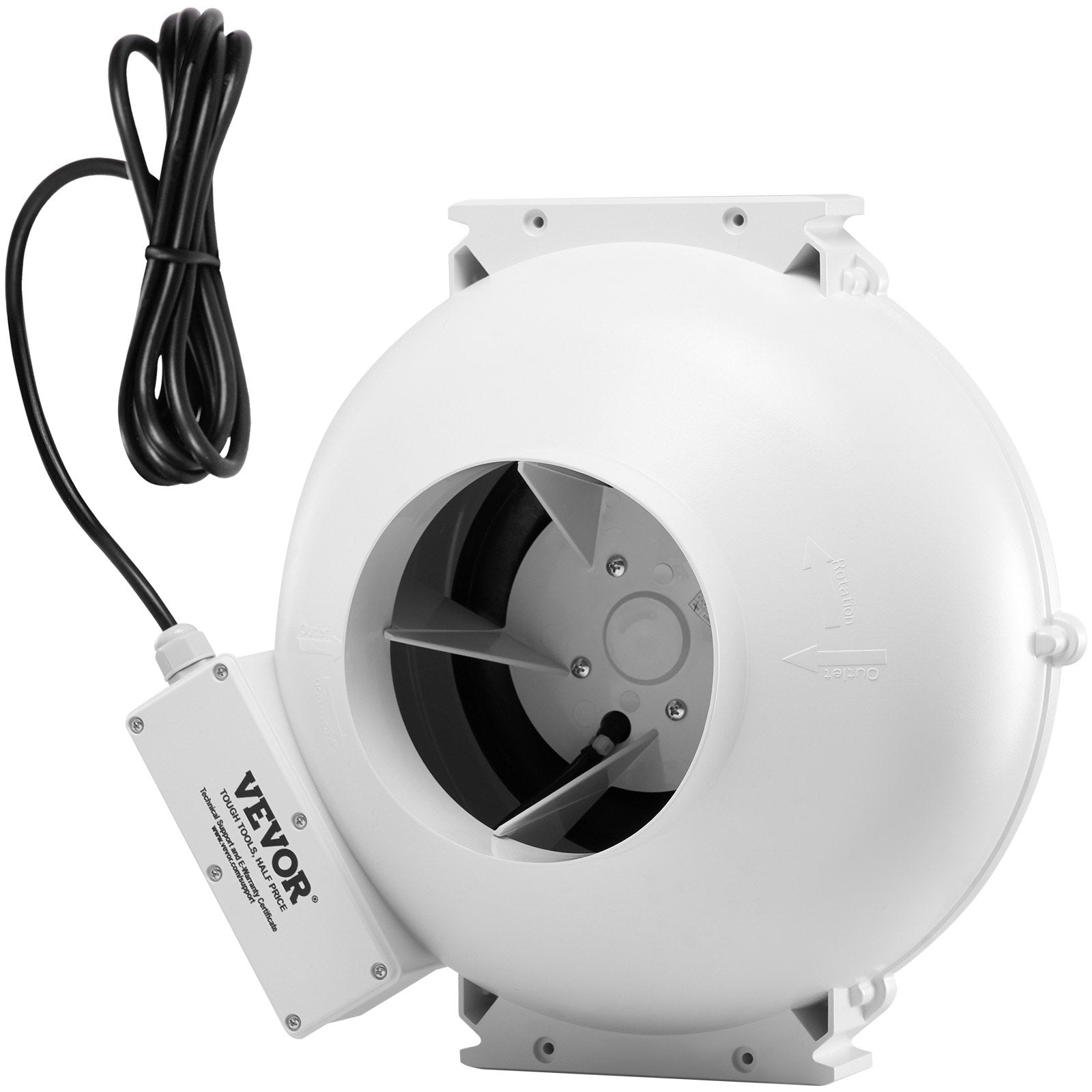 VEVOR 4" to 4.5" Radon Mitigation Fan System Quiet 380CFM Inline Duct Waterproof 10