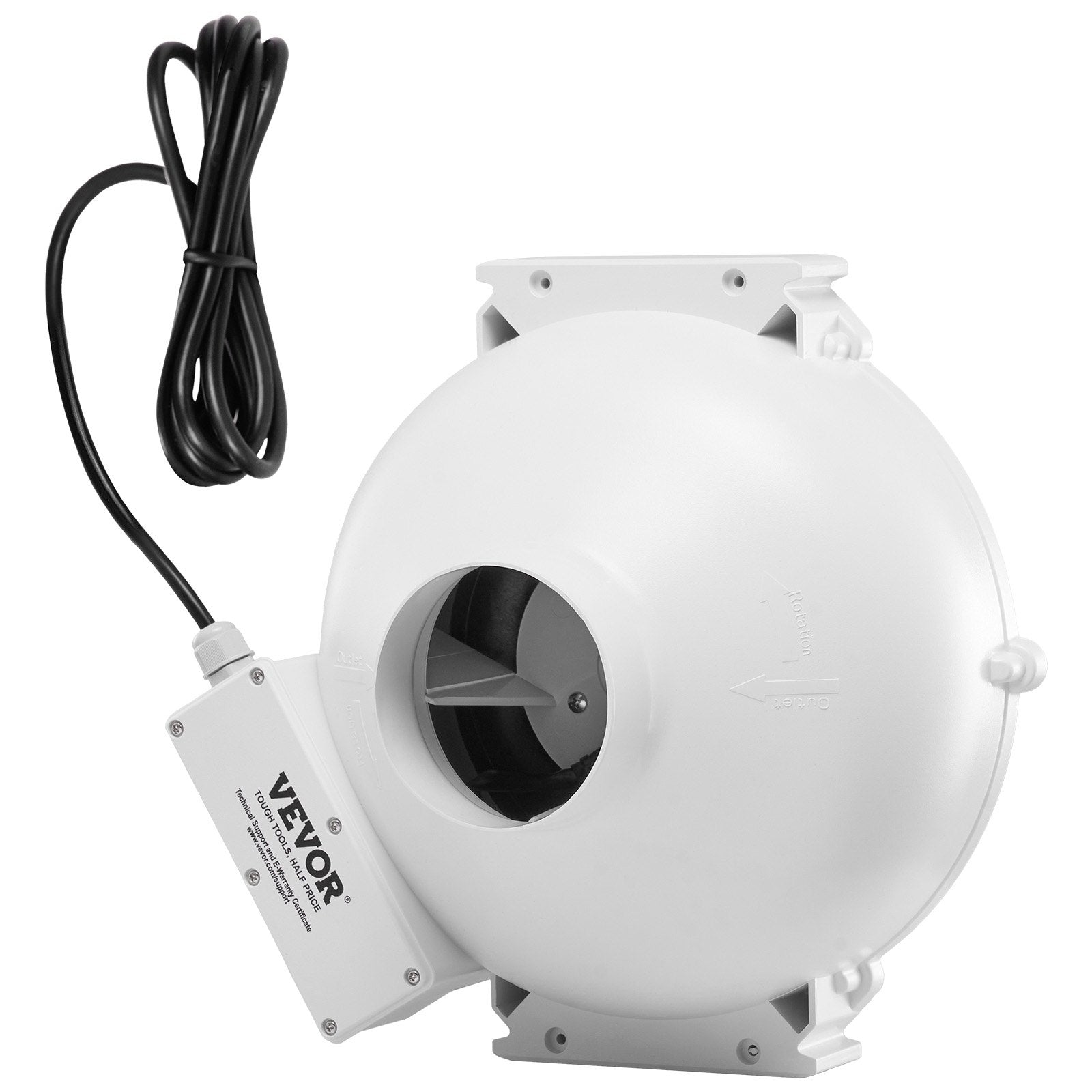 VEVOR 4" to 4.5" Radon Mitigation Fan System Kit Quiet 190 CFM Inline Duct Fan 9