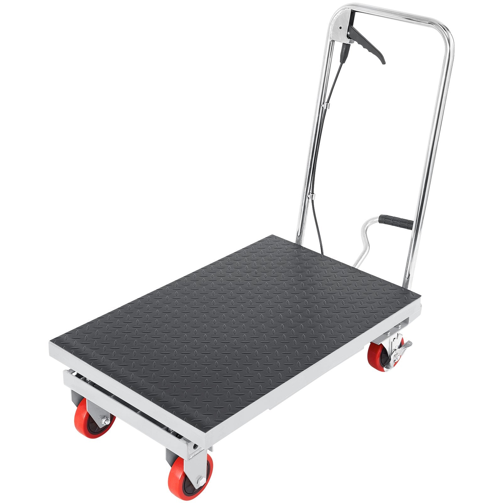 VEVOR Hydraulic Lift Table Cart, 500lbs Capacity 28.5" Lifting Height, Manual Single Scissor Lift Table with 4 Wheels and Non-slip Pad, Hydraulic Scissor Cart for Material Handling, Gray 9