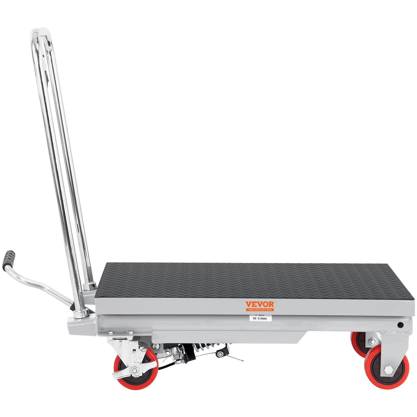 VEVOR Hydraulic Lift Table Cart, 500lbs Capacity 28.5" Lifting Height, Manual Single Scissor Lift Table with 4 Wheels and Non-slip Pad, Hydraulic Scissor Cart for Material Handling, Gray 10