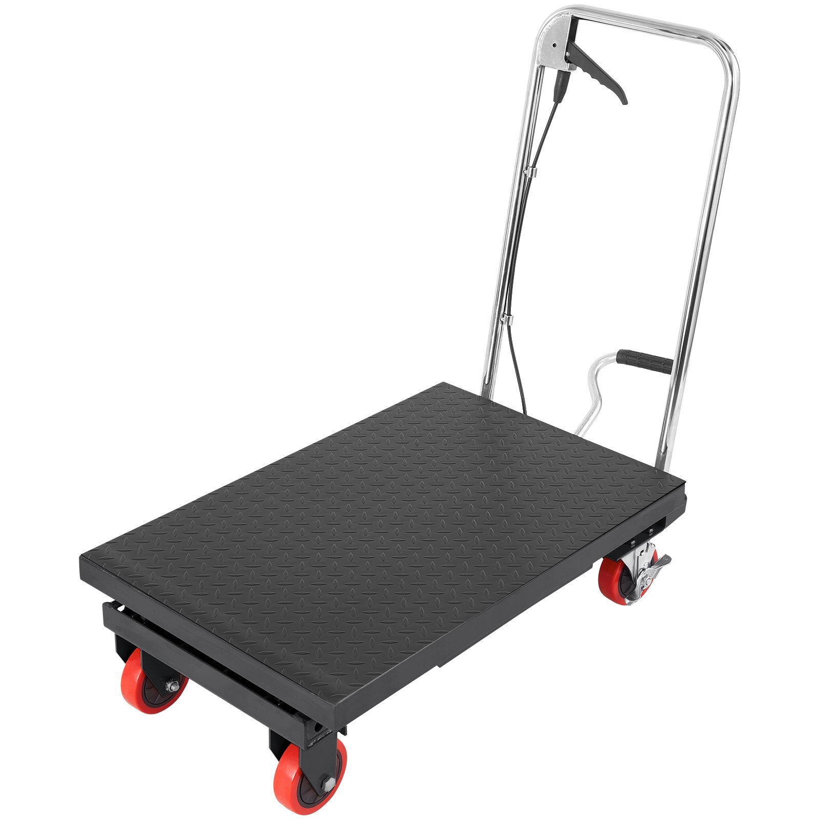 VEVOR Hydraulic Lift Table Cart, 330lbs Capacity 28.5" Lifting Height, Manual Single Scissor Lift Table with 4 Wheels and Non-slip Pad, Hydraulic Scissor Cart for Material Handling, Black 9
