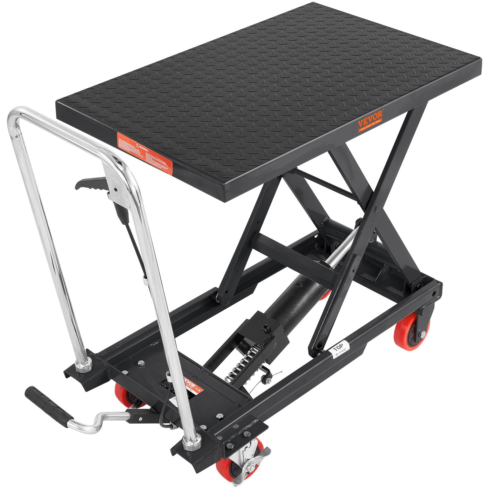 VEVOR Hydraulic Lift Table Cart, 330lbs Capacity 28.5" Lifting Height, Manual Single Scissor Lift Table with 4 Wheels and Non-slip Pad, Hydraulic Scissor Cart for Material Handling, Black 11