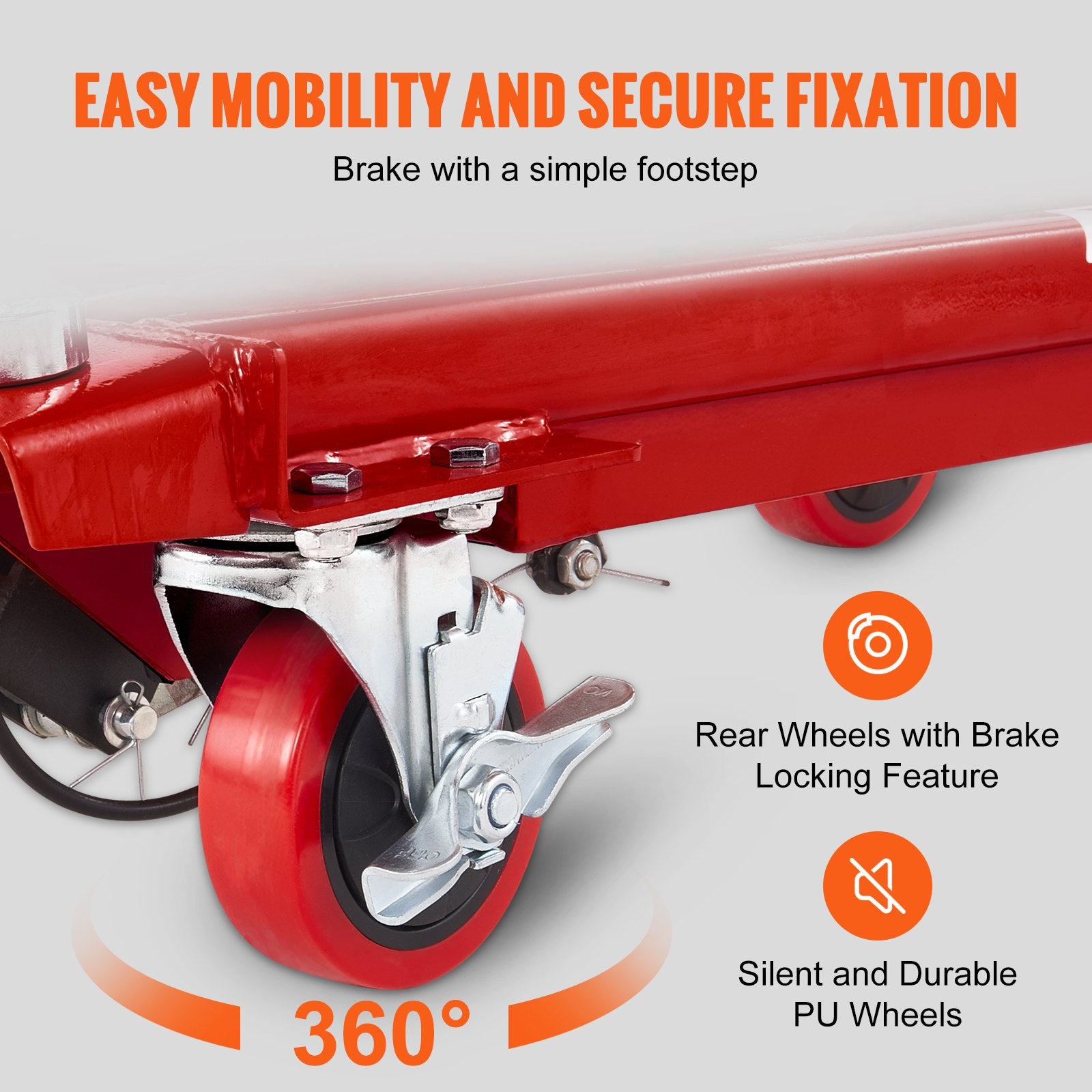 VEVOR Hydraulic Lift Table Cart, 330lbs Capacity 28.5" Lifting Height, Manual Single Scissor Lift Table with 4 Wheels and Non-slip Pad, Hydraulic Scissor Cart for Material Handling, Red 4