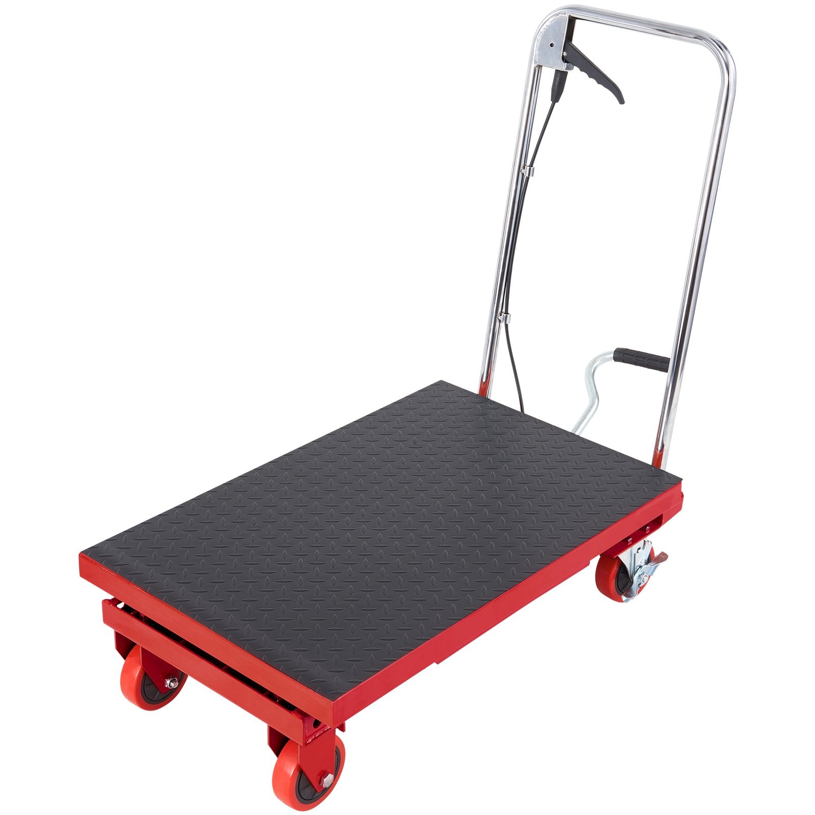 VEVOR Hydraulic Lift Table Cart, 330lbs Capacity 28.5" Lifting Height, Manual Single Scissor Lift Table with 4 Wheels and Non-slip Pad, Hydraulic Scissor Cart for Material Handling, Red 9