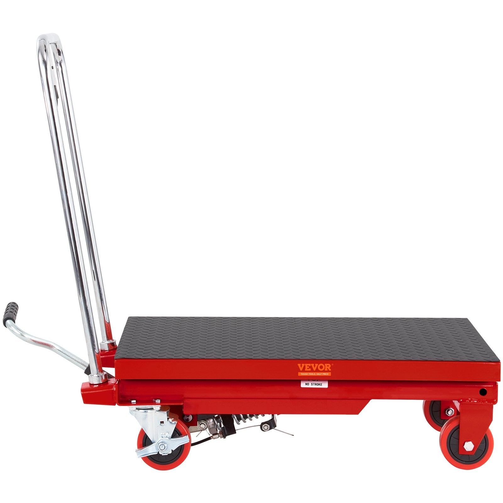 VEVOR Hydraulic Lift Table Cart, 330lbs Capacity 28.5" Lifting Height, Manual Single Scissor Lift Table with 4 Wheels and Non-slip Pad, Hydraulic Scissor Cart for Material Handling, Red 10