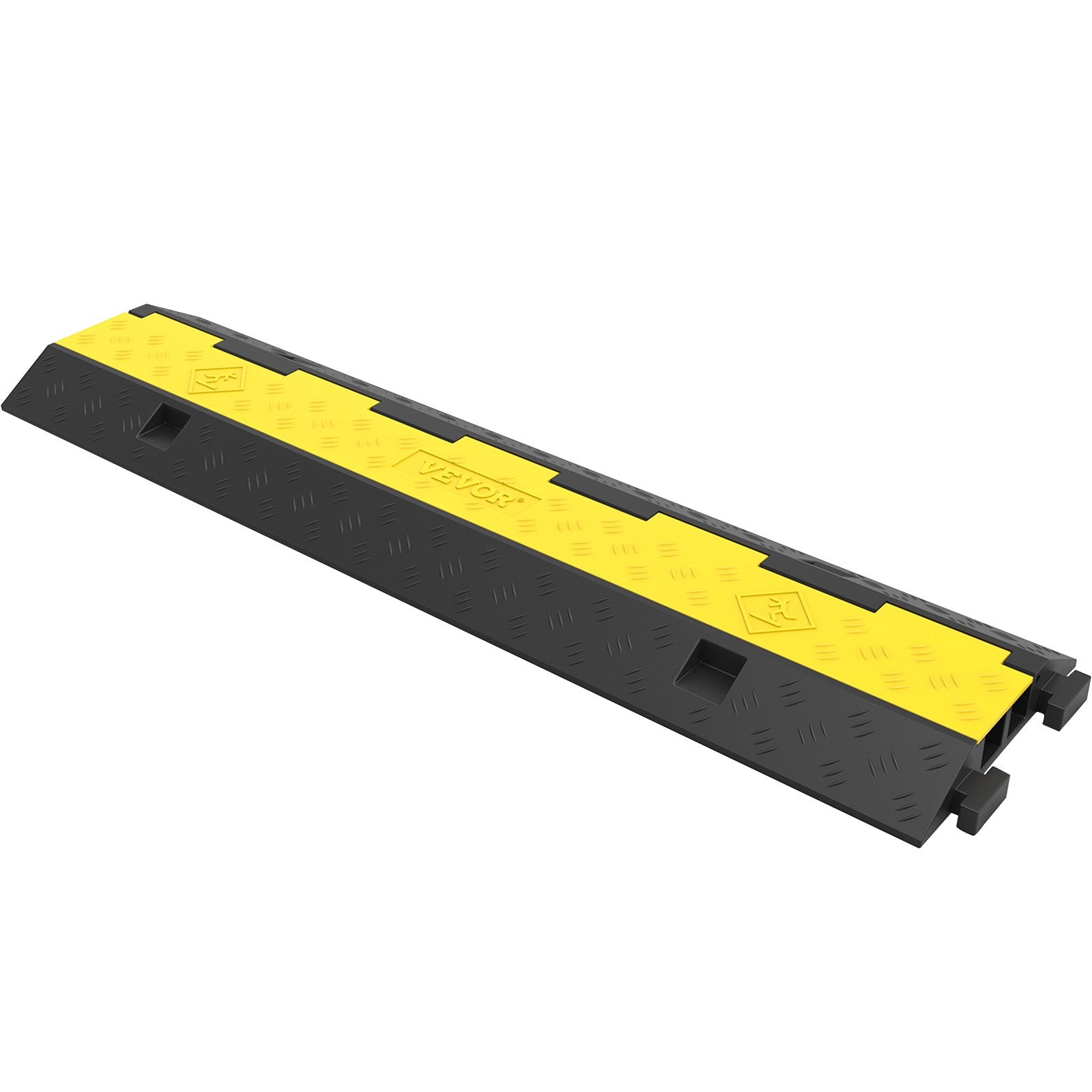VEVOR Cable Protector Ramp, 5 Packs 2 Channels Speed Bump Hump, Rubber Modular Speed Bump Rated 11000 LBS Load Capacity, Protective Wire Cord Ramp Driveway Rubber Traffic Speed Bumps Cable Protector 9