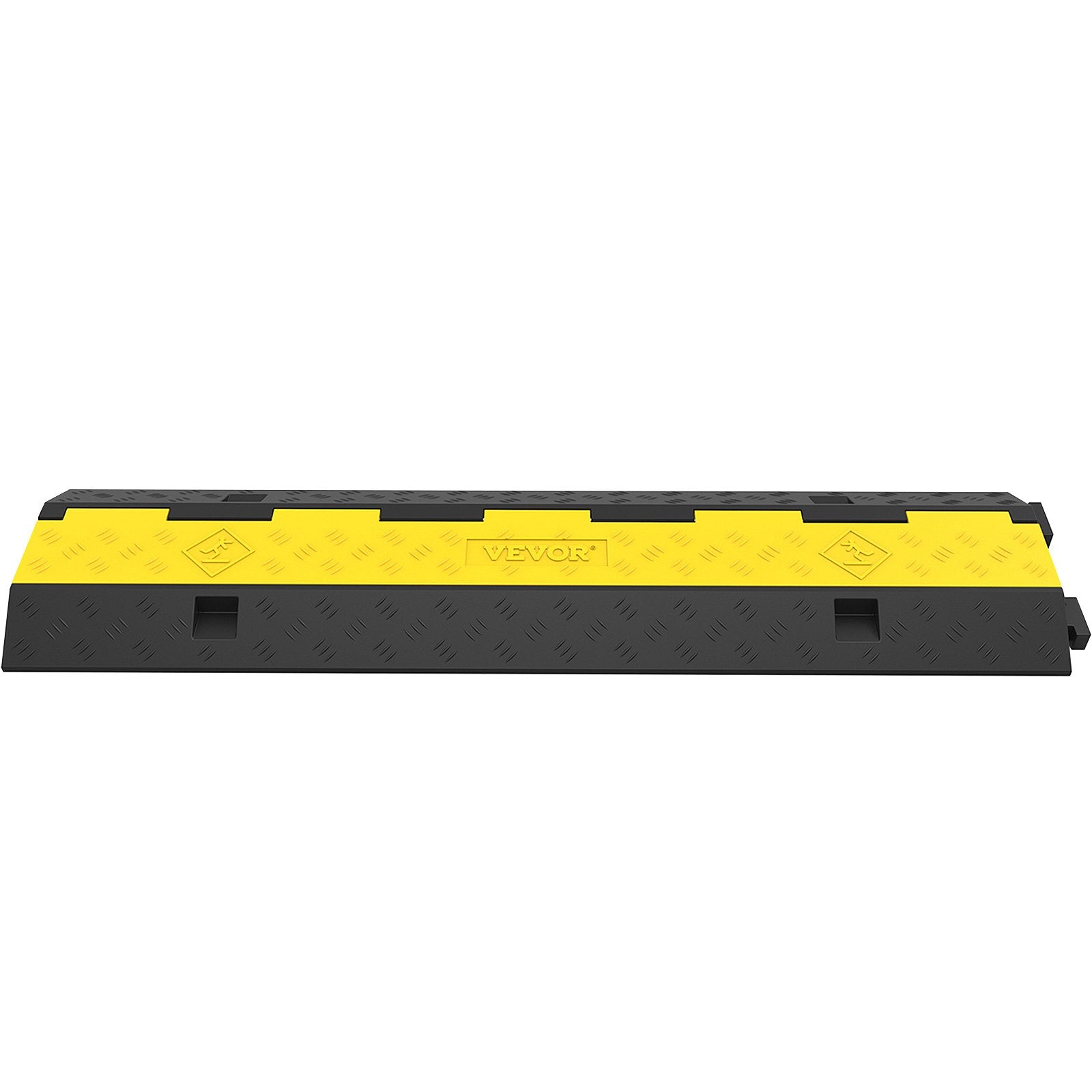 VEVOR Cable Protector Ramp, 5 Packs 2 Channels Speed Bump Hump, Rubber Modular Speed Bump Rated 11000 LBS Load Capacity, Protective Wire Cord Ramp Driveway Rubber Traffic Speed Bumps Cable Protector 10