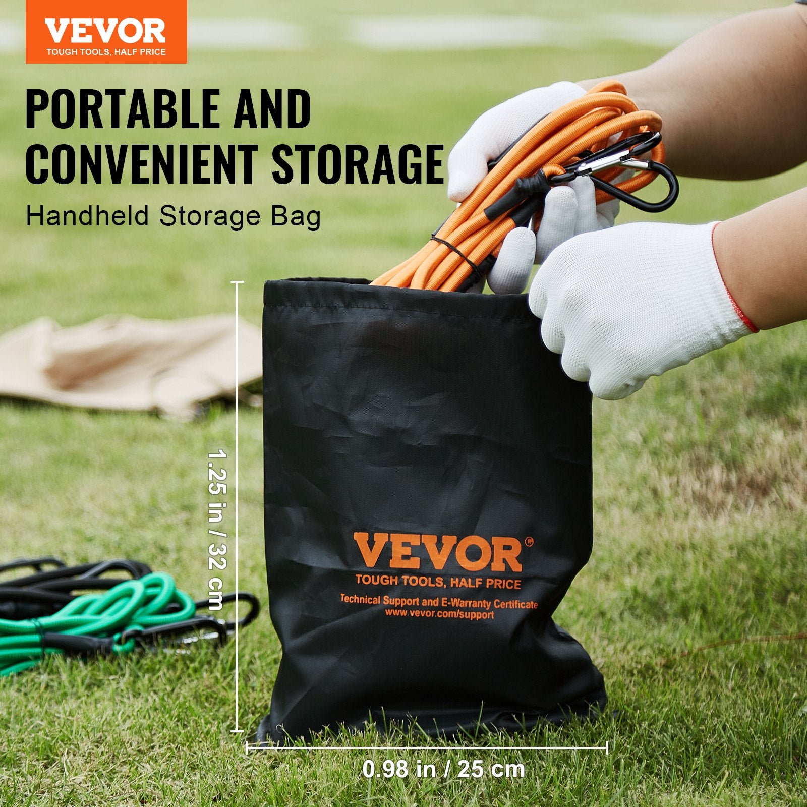 VEVOR 30 Pcs Bungee Cords Set 8mm Heavy Duty Bungee Straps with Steel Carabiners 7