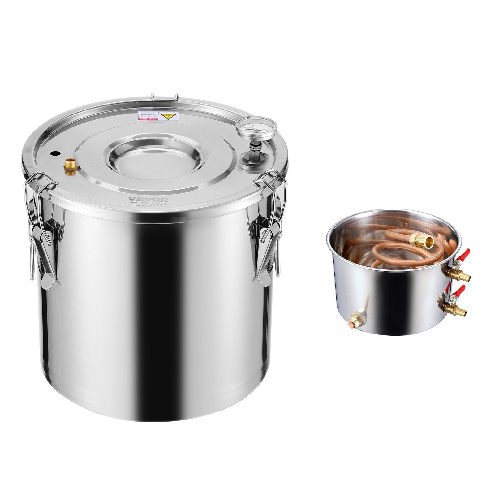 VEVOR Moonshine Still 5 Gal Water Alcohol Distiller Brewing Kit Stainless Steel 10
