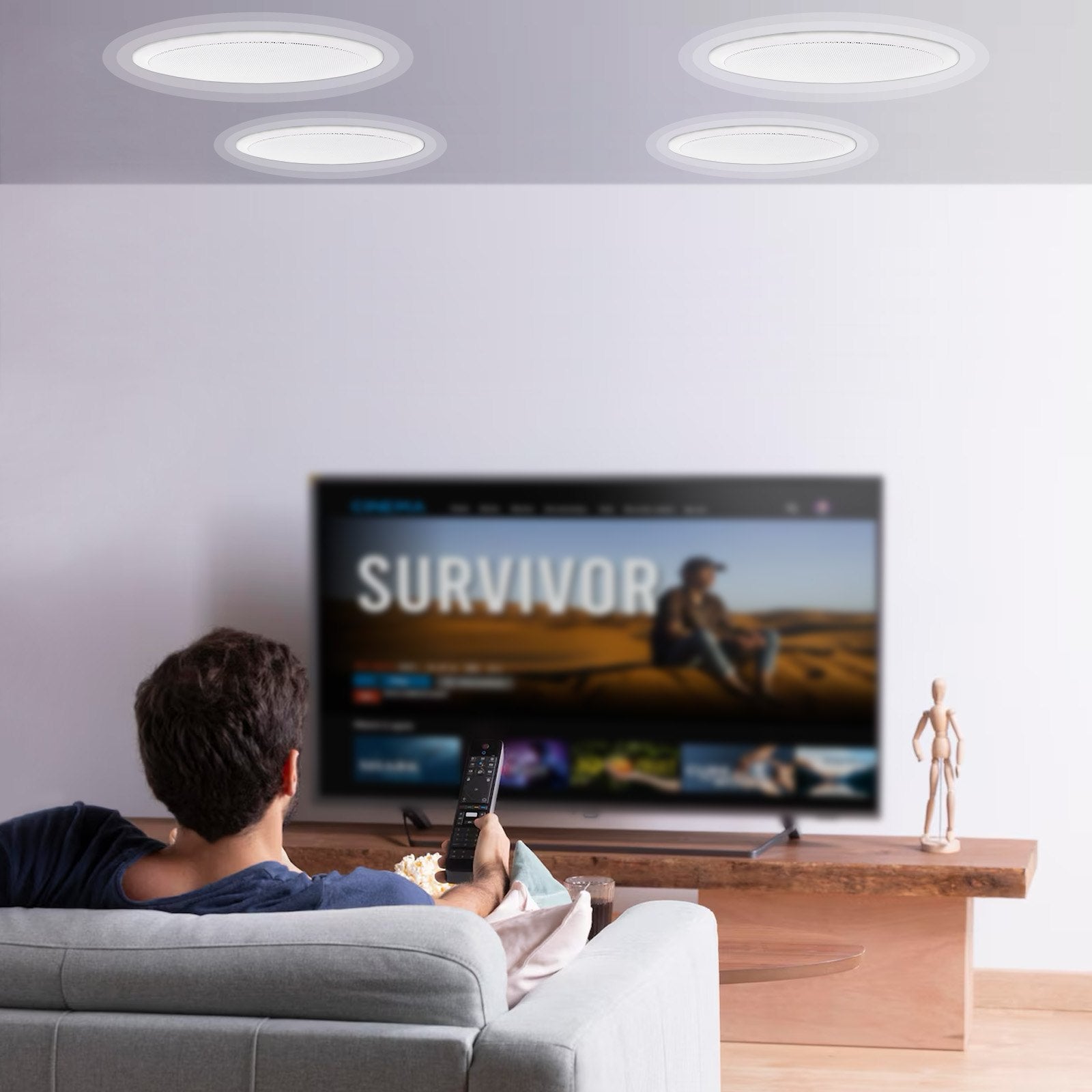 VEVOR 4 PCs 165.1 mm Bluetooth in Ceiling Speakers, 150W, Flush Mount Ceiling & in-Wall Speaker System with Impedance 89dB Sensitivity, for Home Kitchen Living Room Bedroom or Covered Porches 8