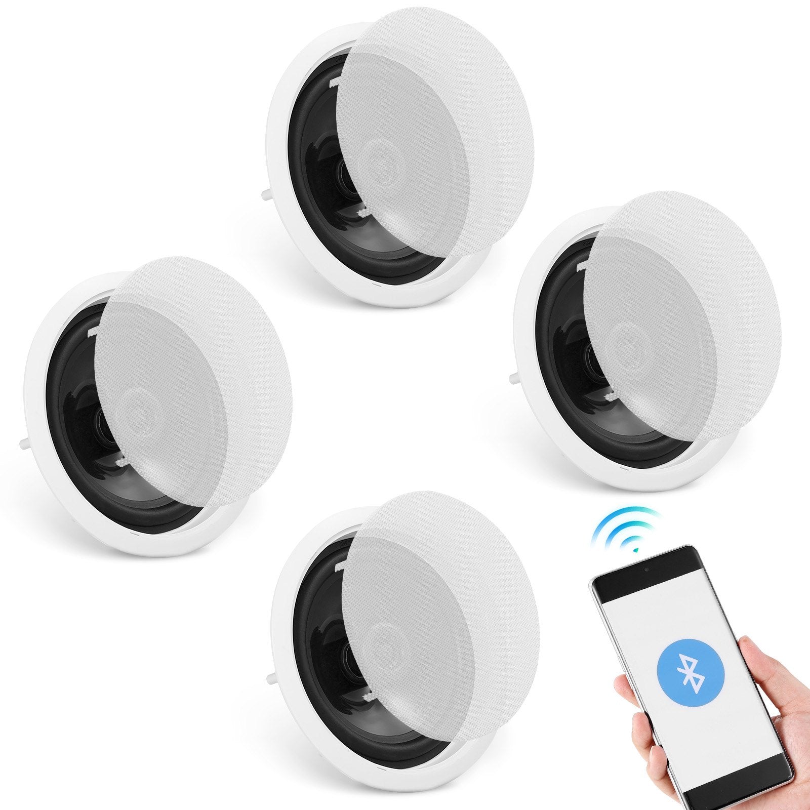 VEVOR 4 PCs 165.1 mm Bluetooth in Ceiling Speakers, 150W, Flush Mount Ceiling & in-Wall Speaker System with Impedance 89dB Sensitivity, for Home Kitchen Living Room Bedroom or Covered Porches 9