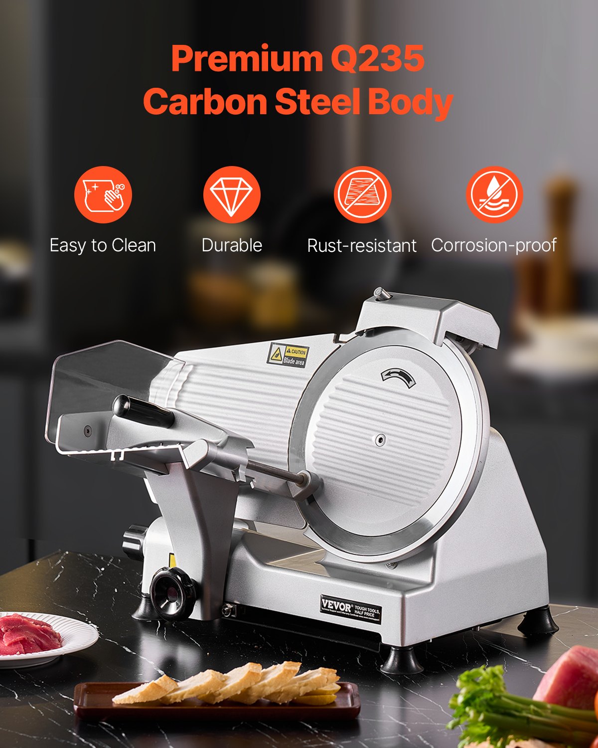 VEVOR Meat Slicer 180W 250 mm Electric Deli Food Slicer for Meat Bread Cheese 4