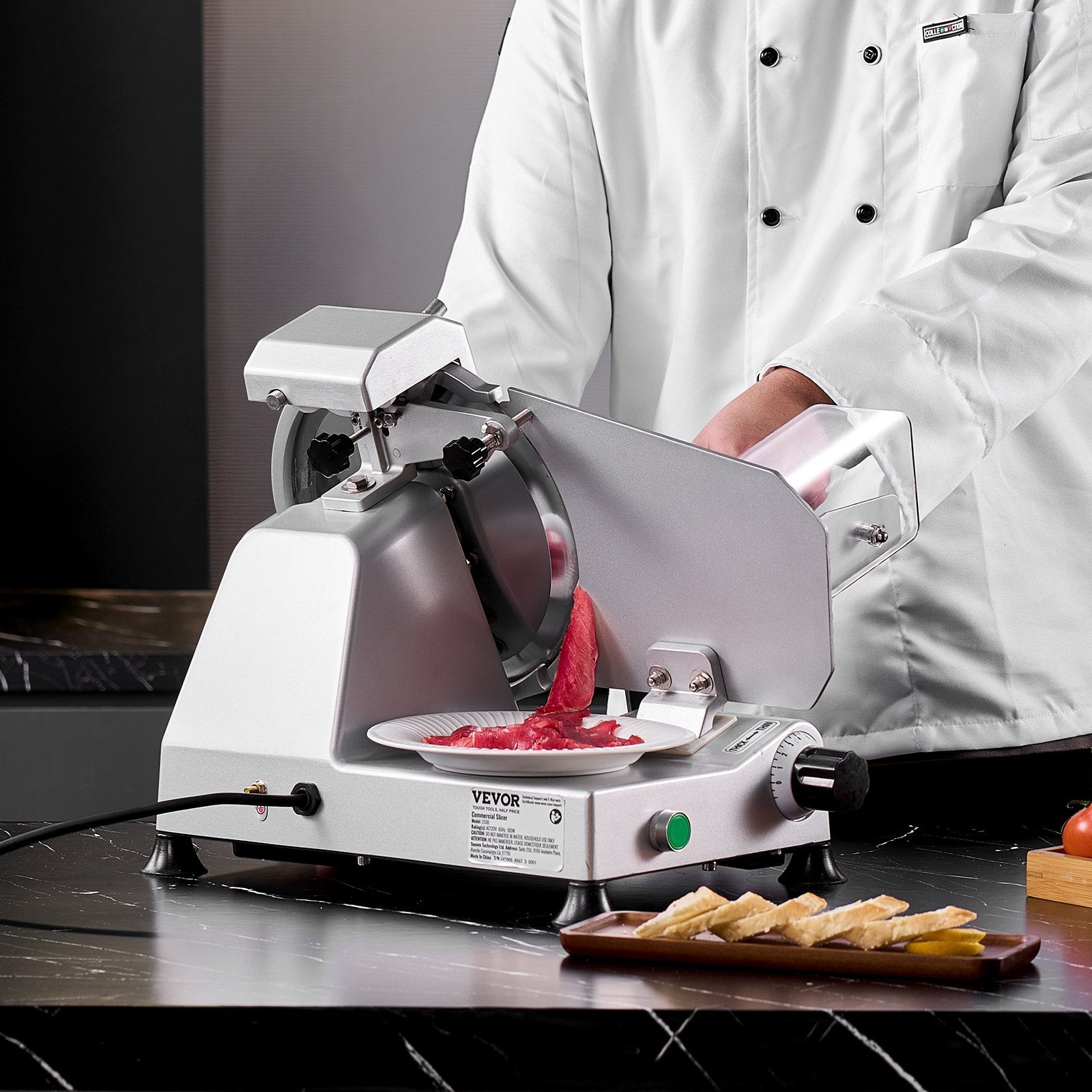 VEVOR Meat Slicer 180W 250 mm Electric Deli Food Slicer for Meat Bread Cheese 7