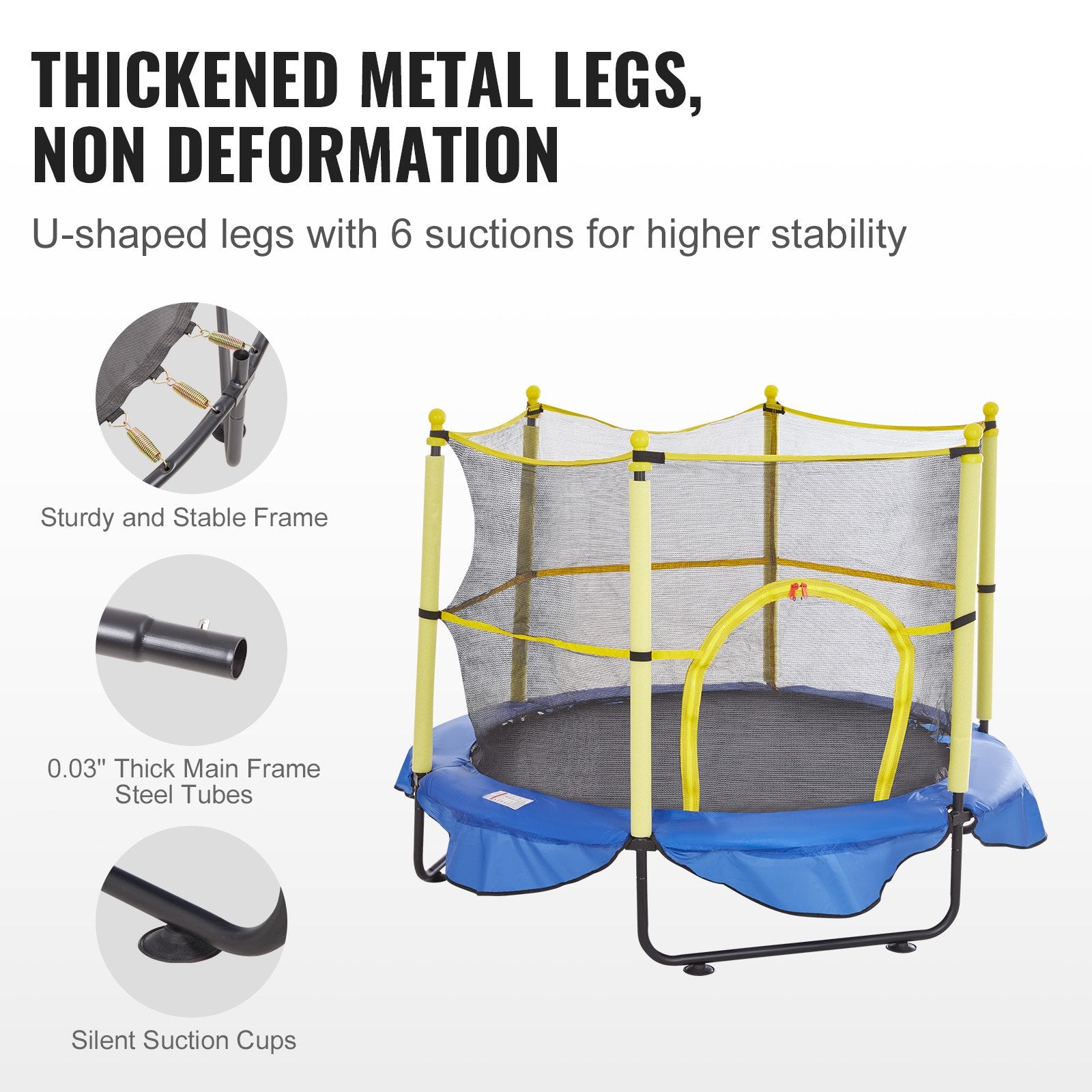 VEVOR 5FT Trampoline for Kids, 60" Indoor Outdoor Trampoline with Safety Enclosure Net, Basketball Hoop and Ocean Balls, Mini Toddler Recreational Trampoline Birthday Gifts for 3+ Years Kids 3